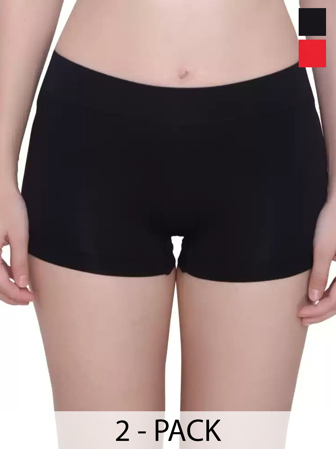 DHANDAI FASHION Pack Of 2 Mid-Rise Boys Shorts Boy Short Full P(Mo-2+CB-2)BlkRed