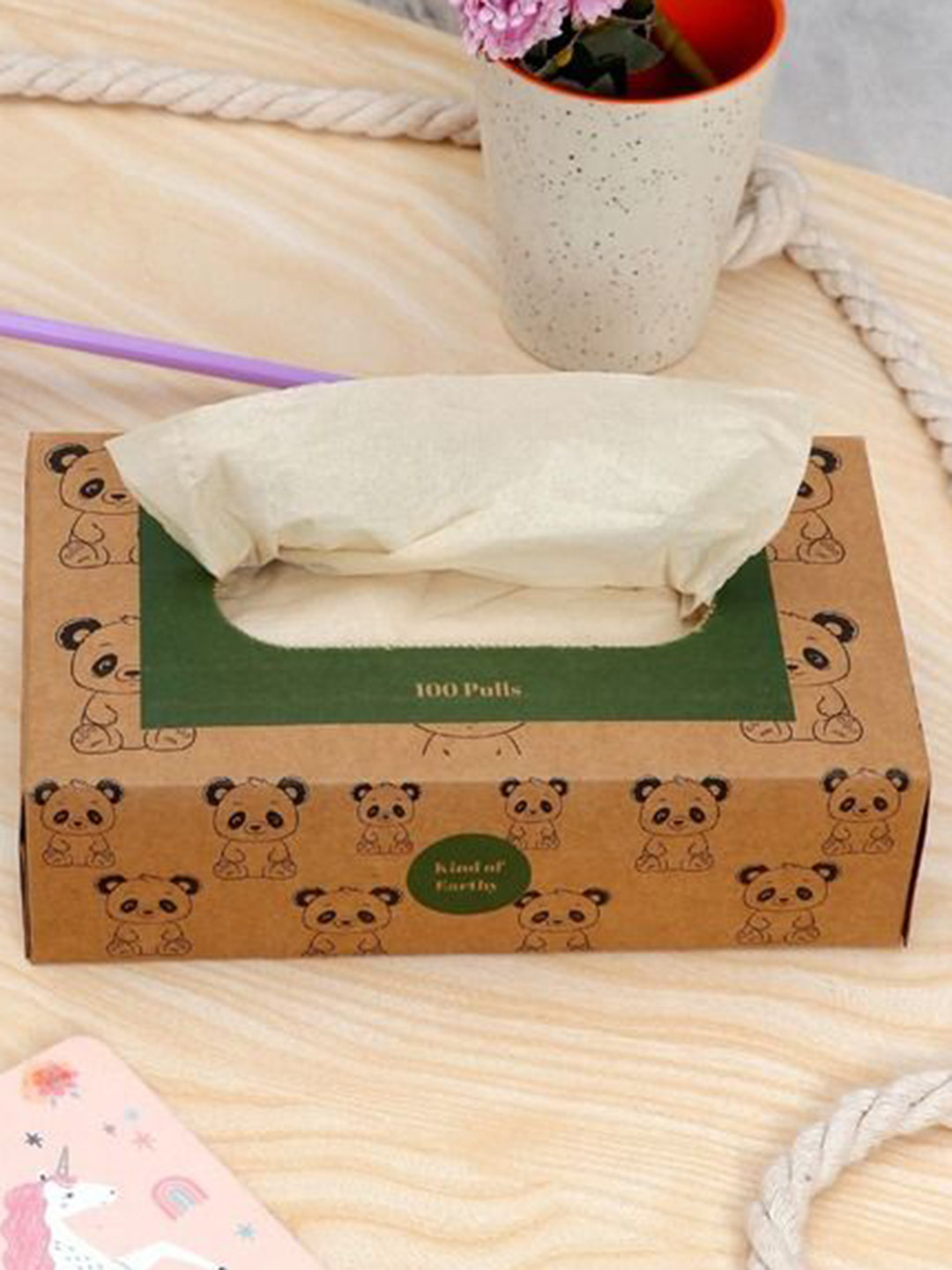 Kind of Earthy Set Of 2 Bamboo Facial Tissues Paper Box - 100 Pulls Each