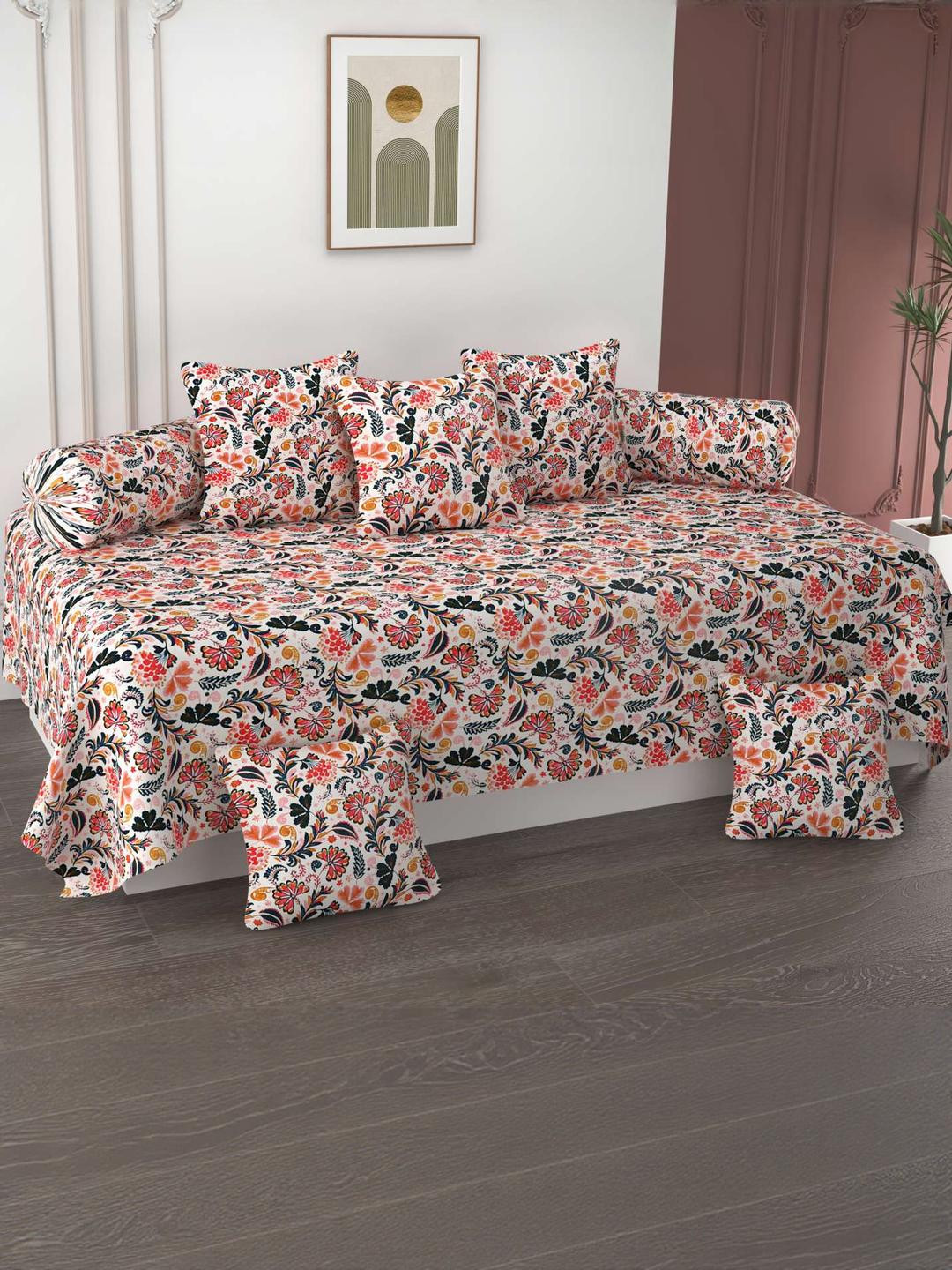 HIYANSHI HOME FURNISHING Single Bedsheet With Cushion Covers & Bolster Covers Diwan Set