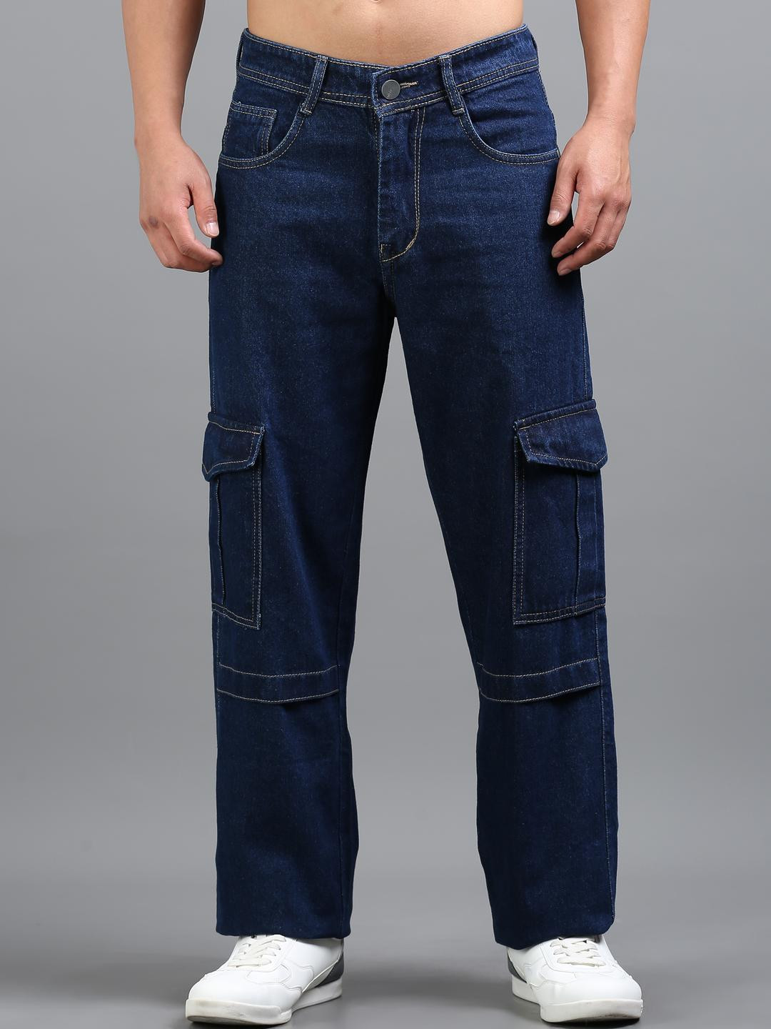 Kolor Fusion Men Loose Mid-Rise Cotton Baggy Fit Cargo Jeans