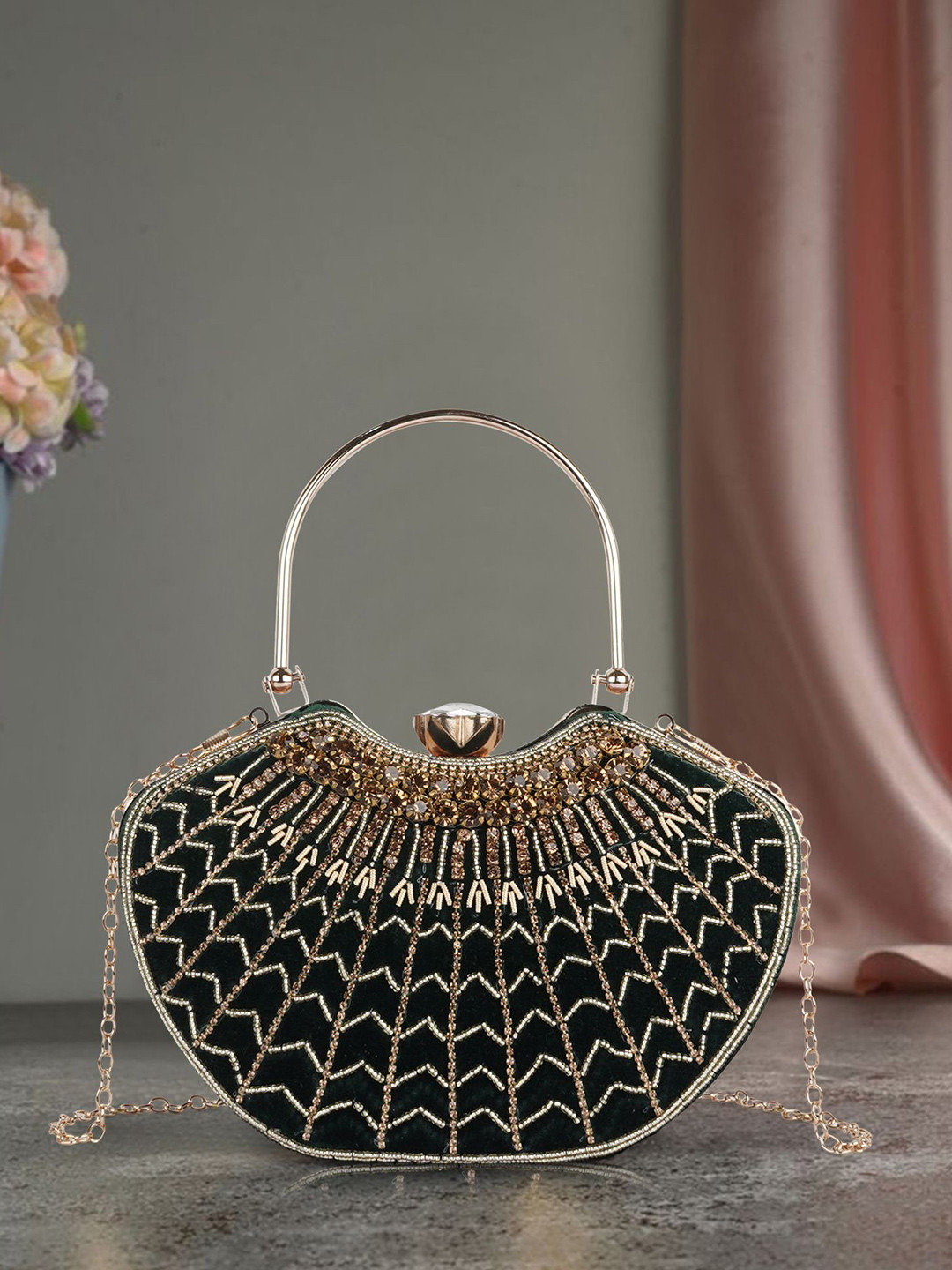 NORVE Embroidered Shoulder Strap Box Clutch