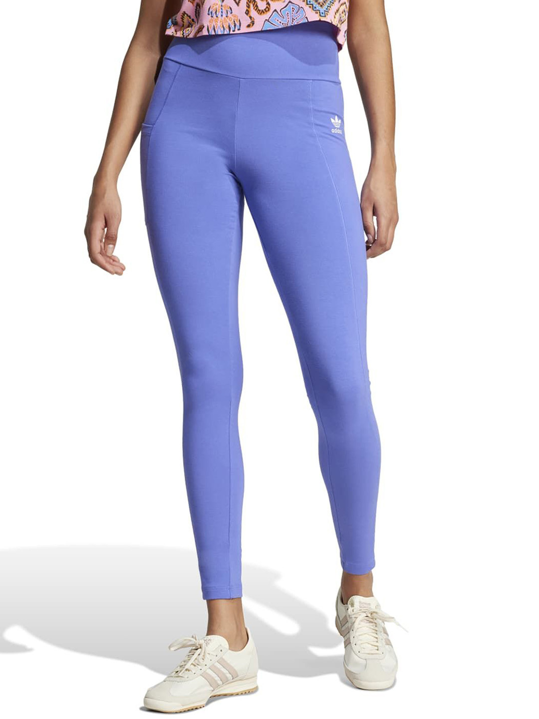 ADIDAS Women Blue Solid High-Rise Ankle-Length Tights