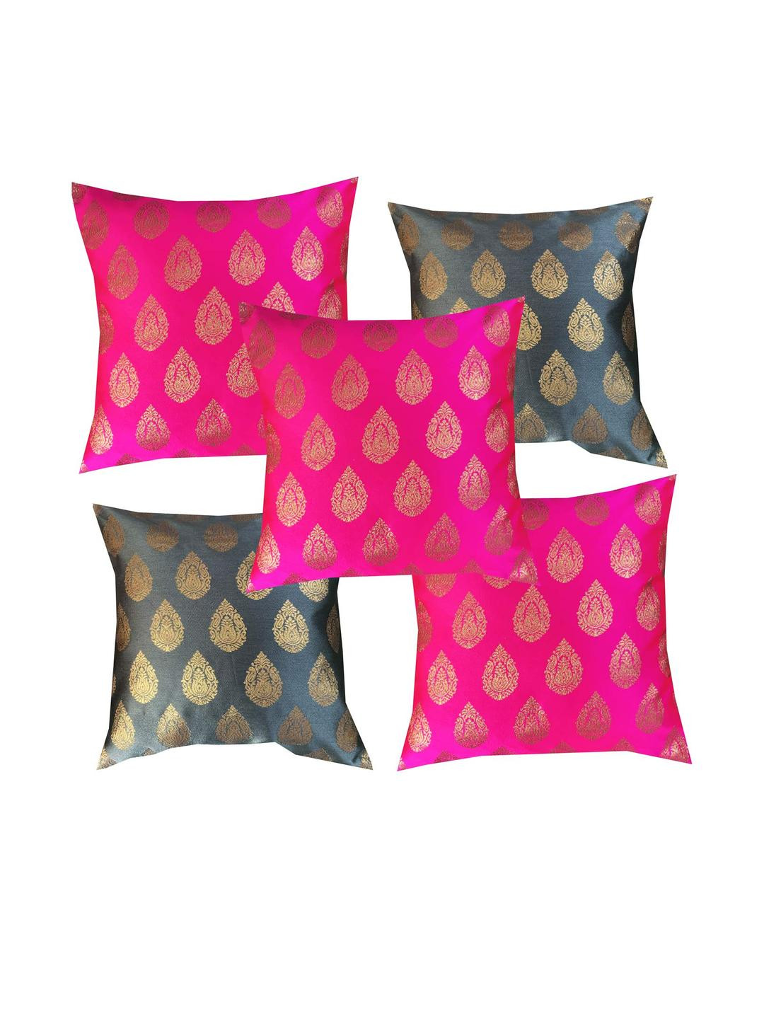 Pinkparot Artsilk 12x12 inch cushion cover set of 5 pcs