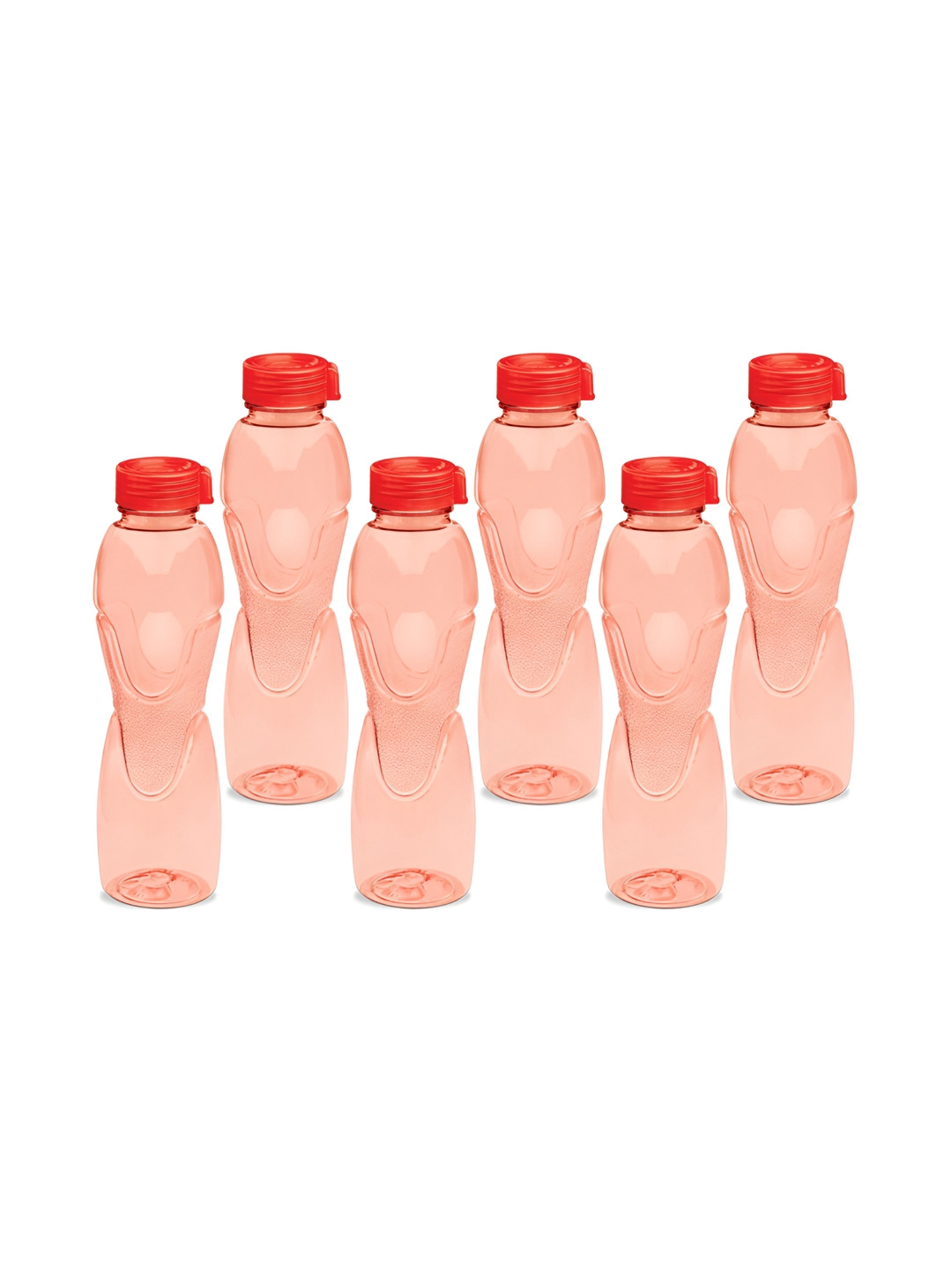 Milton Red Set of 6 BPA Free, Leak-Proof Plastic Water Bottle - 1 Lt