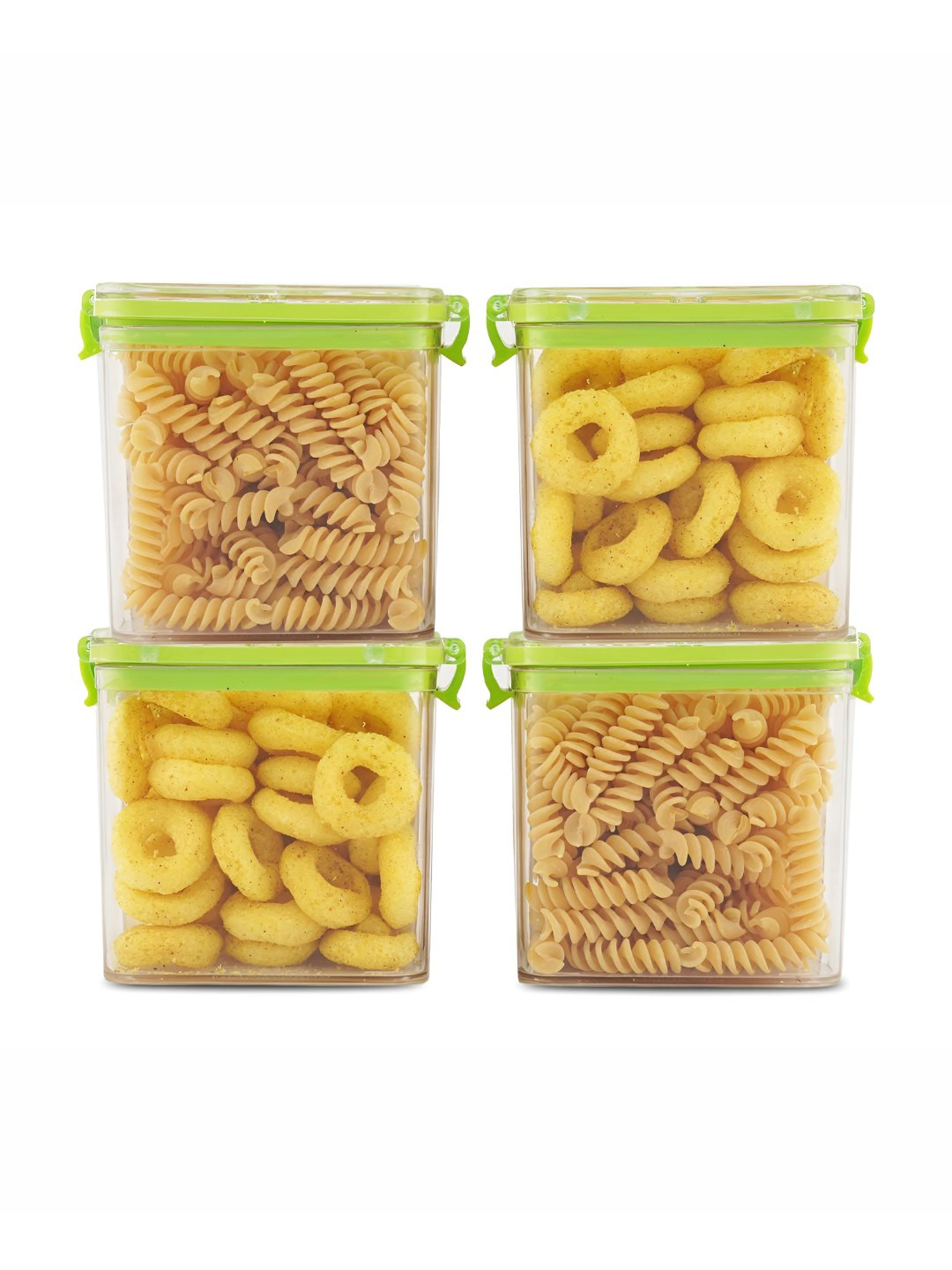 Pearlpet Green And Transparent 4 Pieces Easy to Clean Core Containers