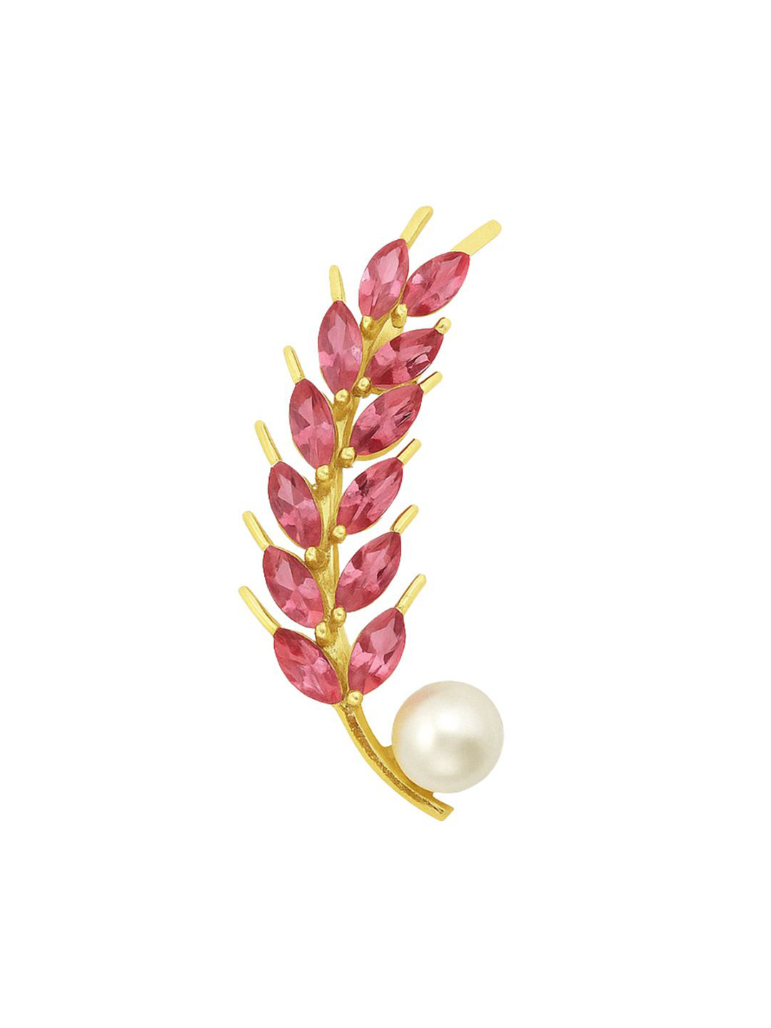 Leonardi Mens Leaf Pearls Beaded Statement Brooch