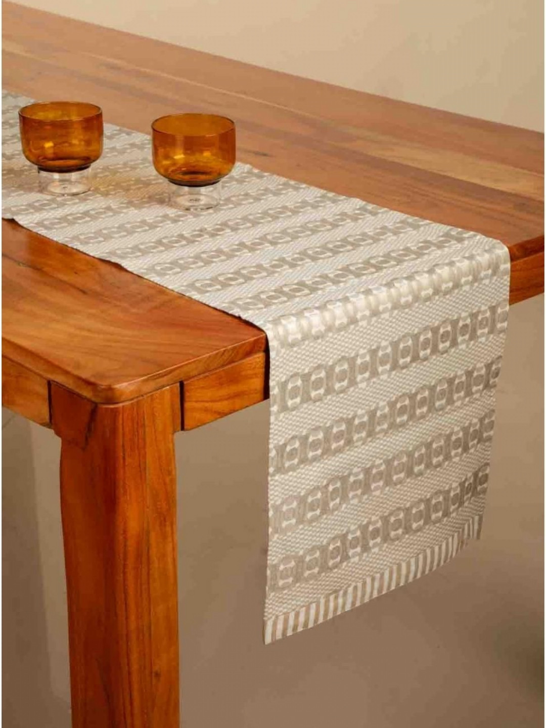 FREEDOM TREE Gold-Coloured Printed Cotton Duck Table Runner