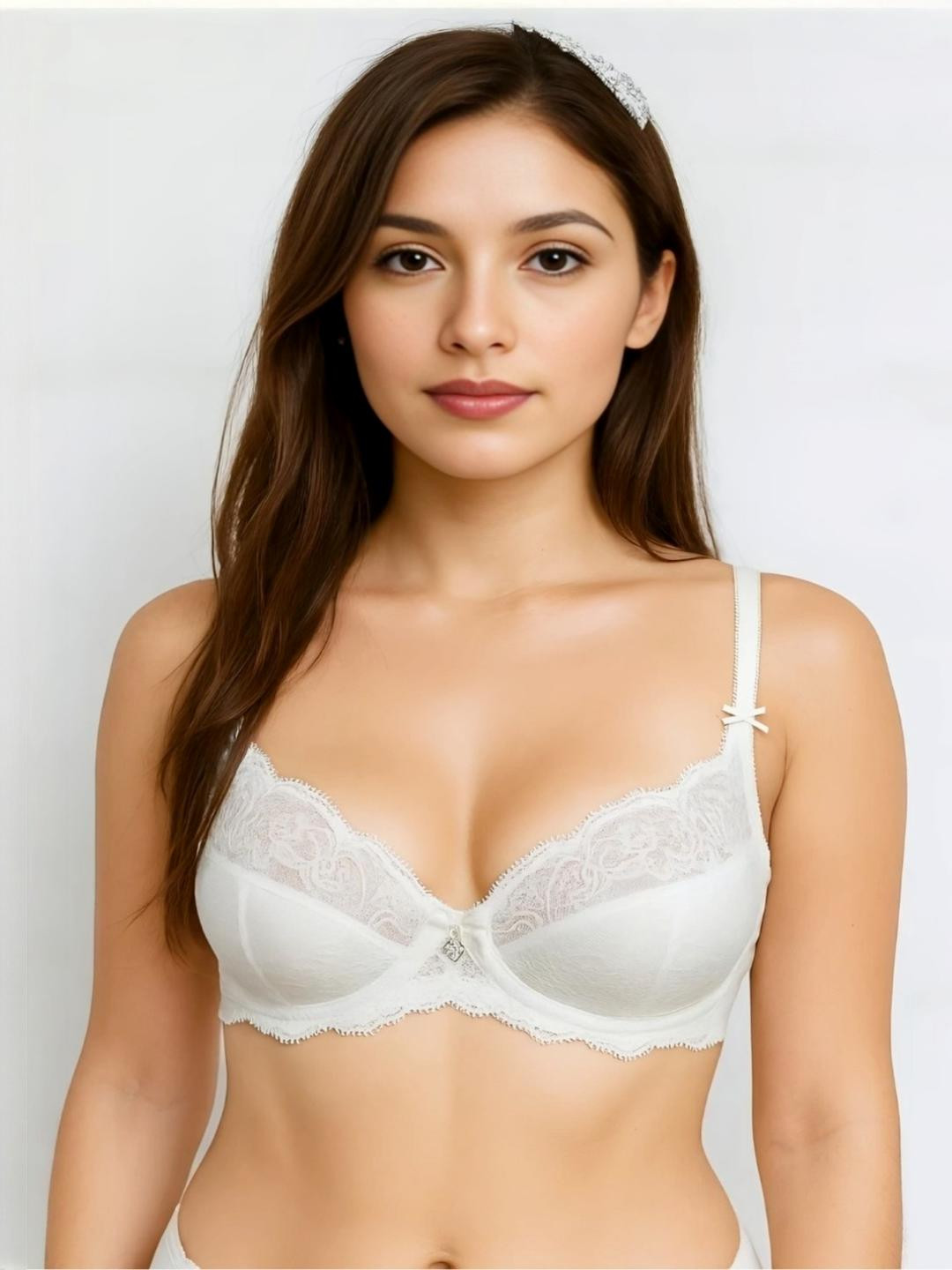 Blush Lado White Floral Lace Half Coverage Underwired Bra