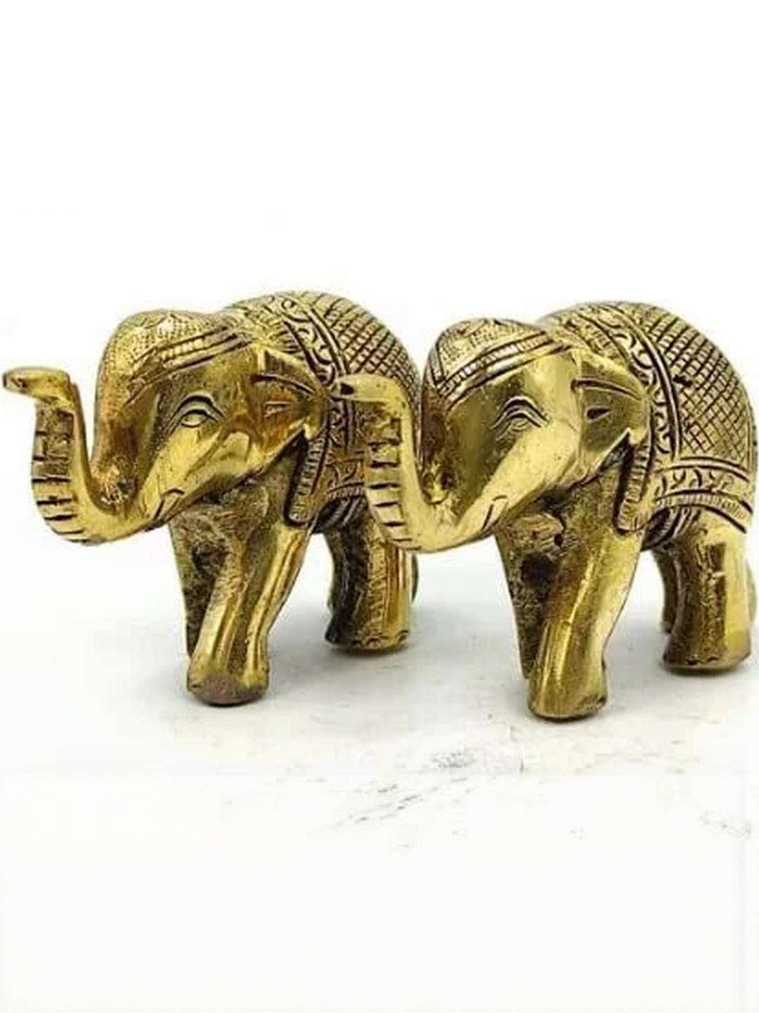 ASTRO-D Metal Brass Elephant Showpiece Golden Handcrafted for Home and Office