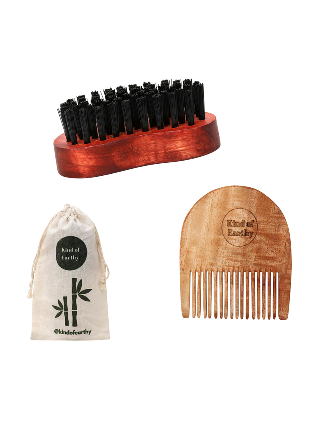 Kind of Earthy Set Of 2 Beard Brush & Beard Combs