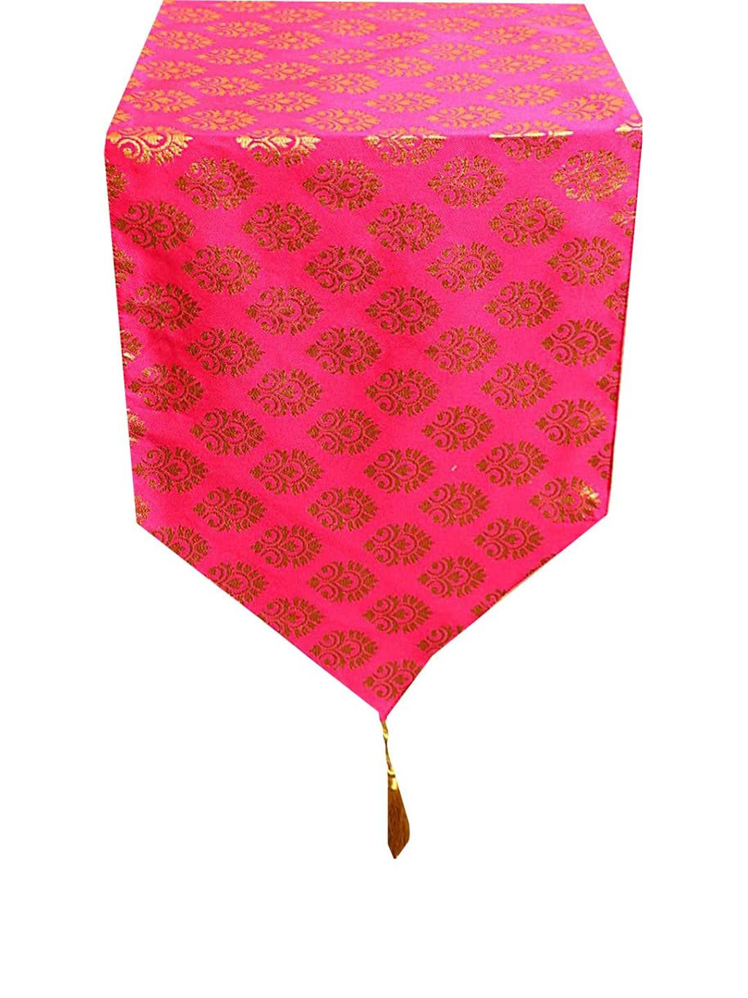 Pinkparrot Red Jacquard Silk Table Runner