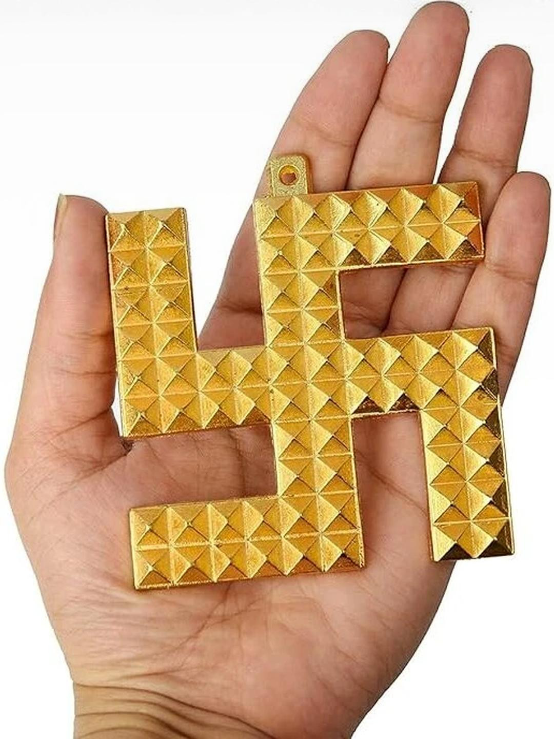 ASTRO-D Vastu Brass Swastik Pyramid Wall Hanging Yantra for Door Entrance