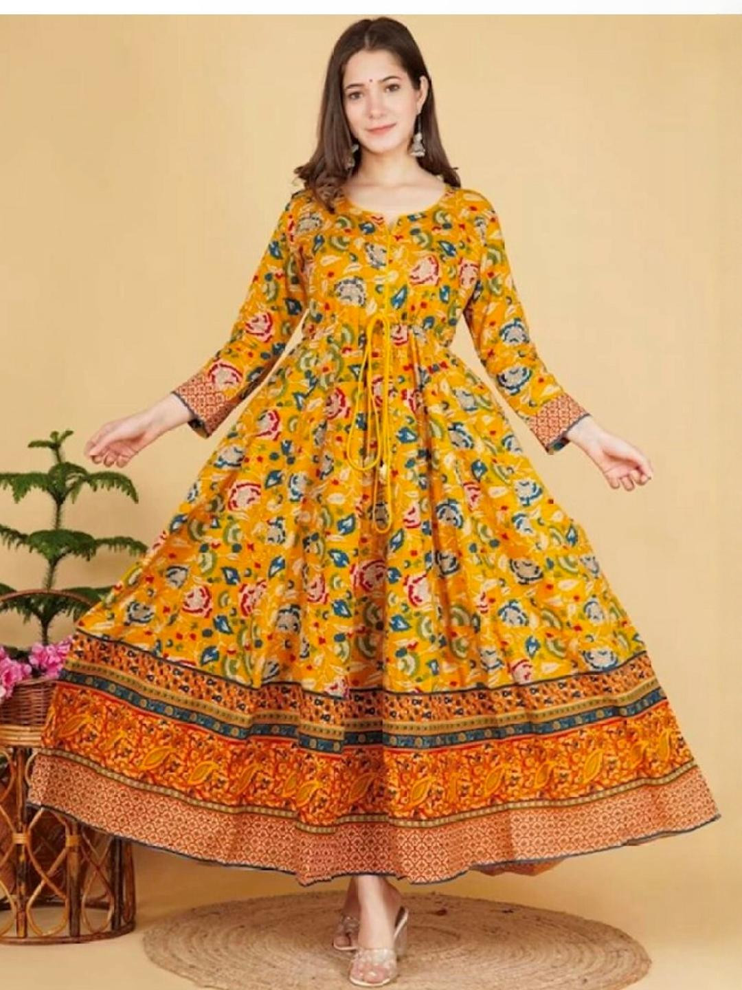 BABA KURTI Women Yellow Kurtas