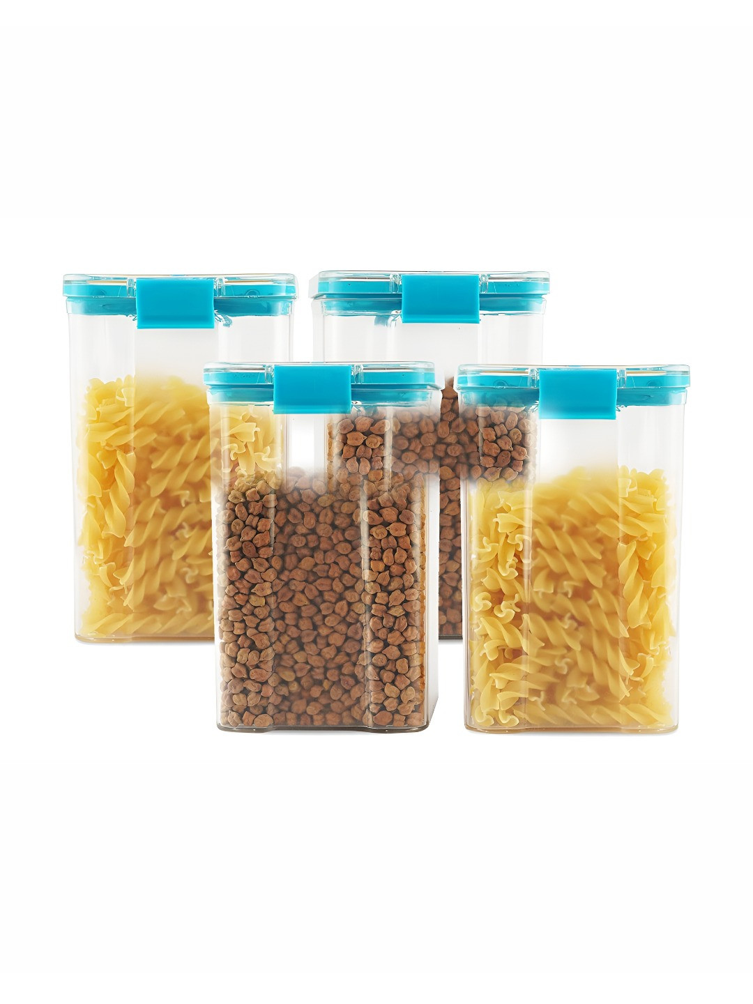 Pearlpet Blue & Transparent 4 Pieces Easy To Clean Food Storage Containers 1200 ml