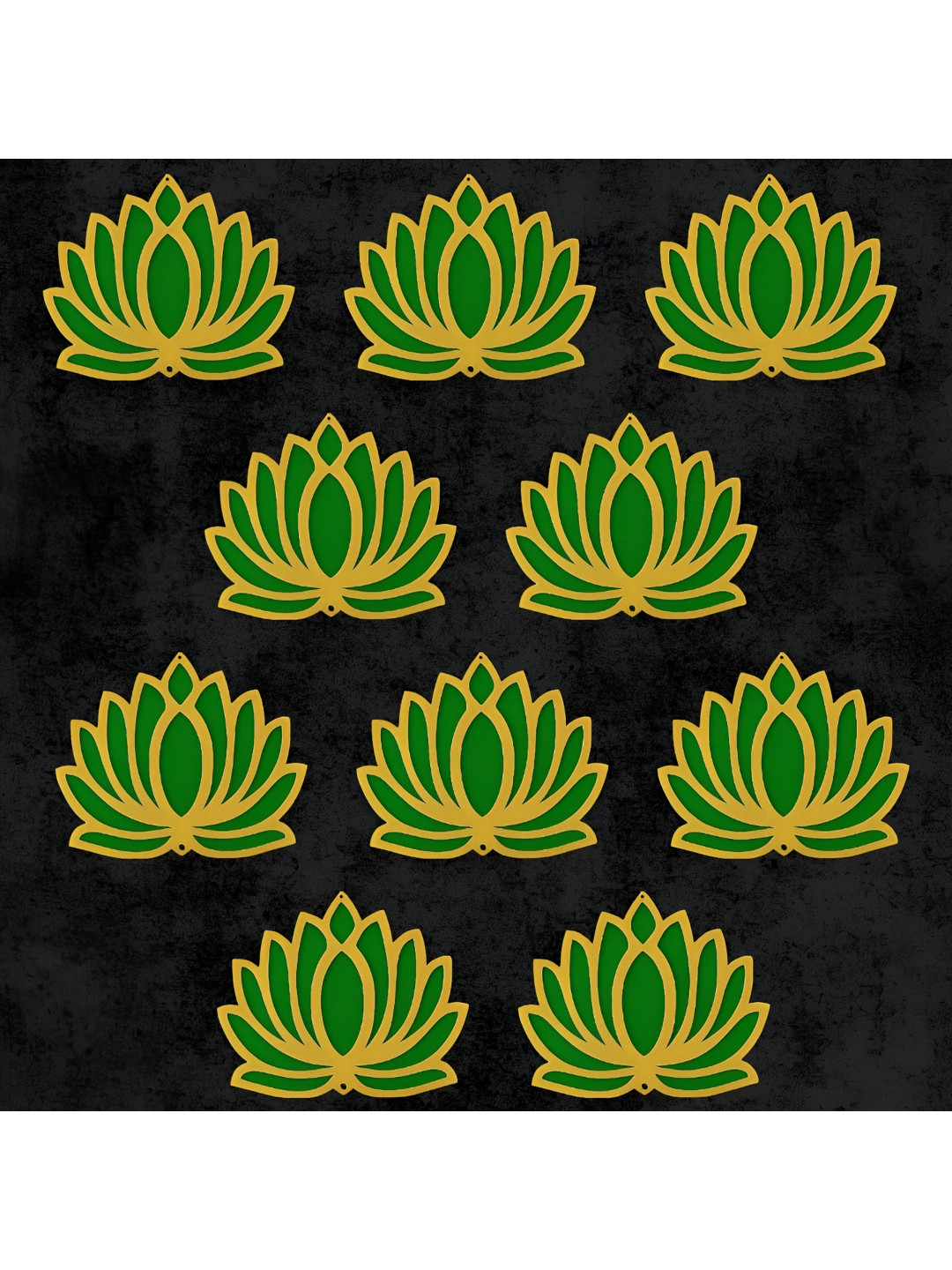 Panchhi Store Green Set Of 10 Lotus Wall Hangings