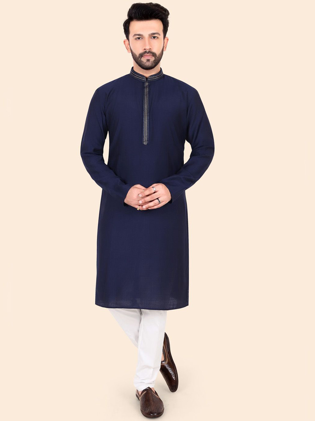 Ethniks Neu-Ron Men Solid Satin Kurta with Pyjamas