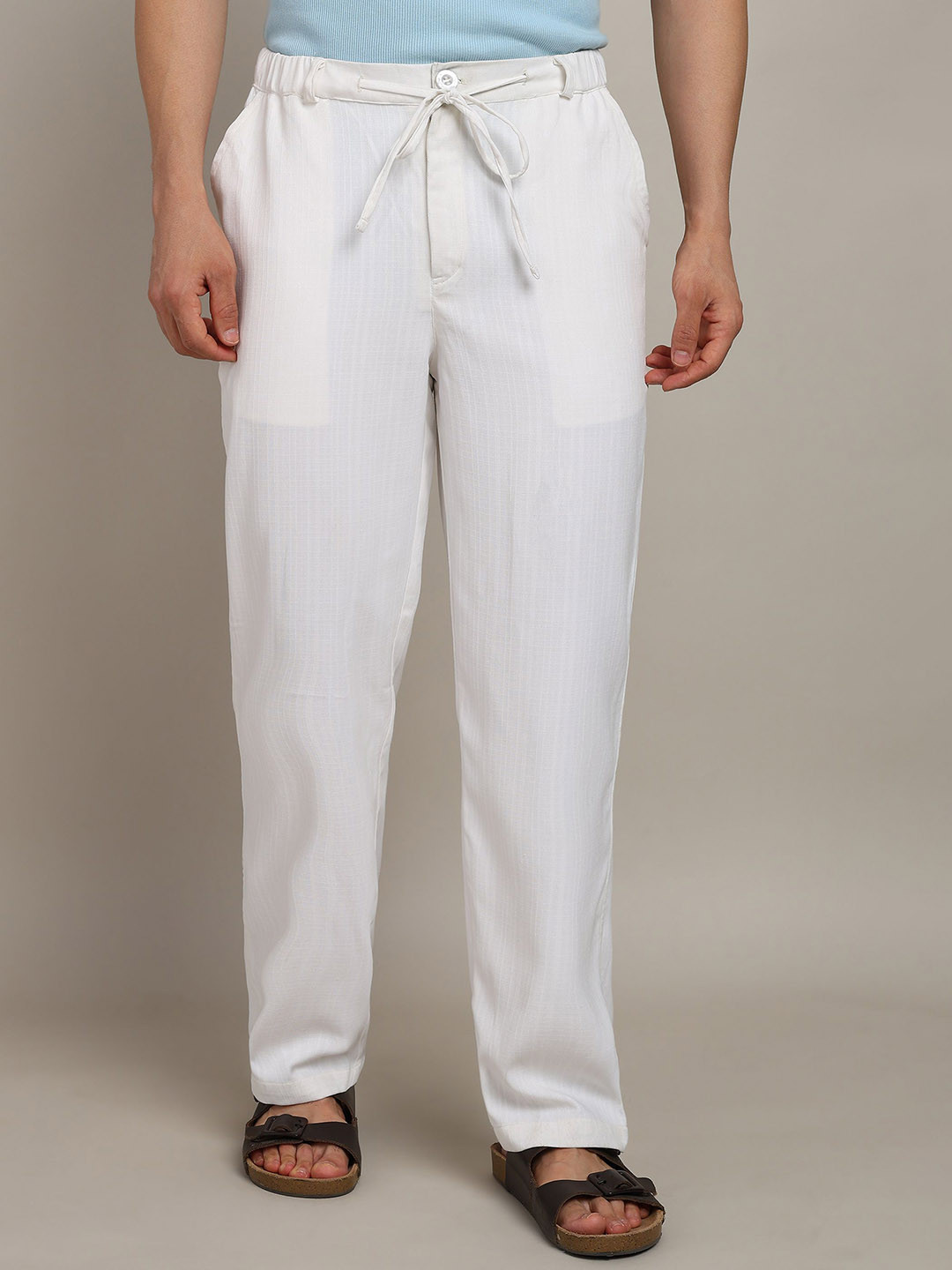 HERE&NOW Men Wrinkle Free Cotton Trousers