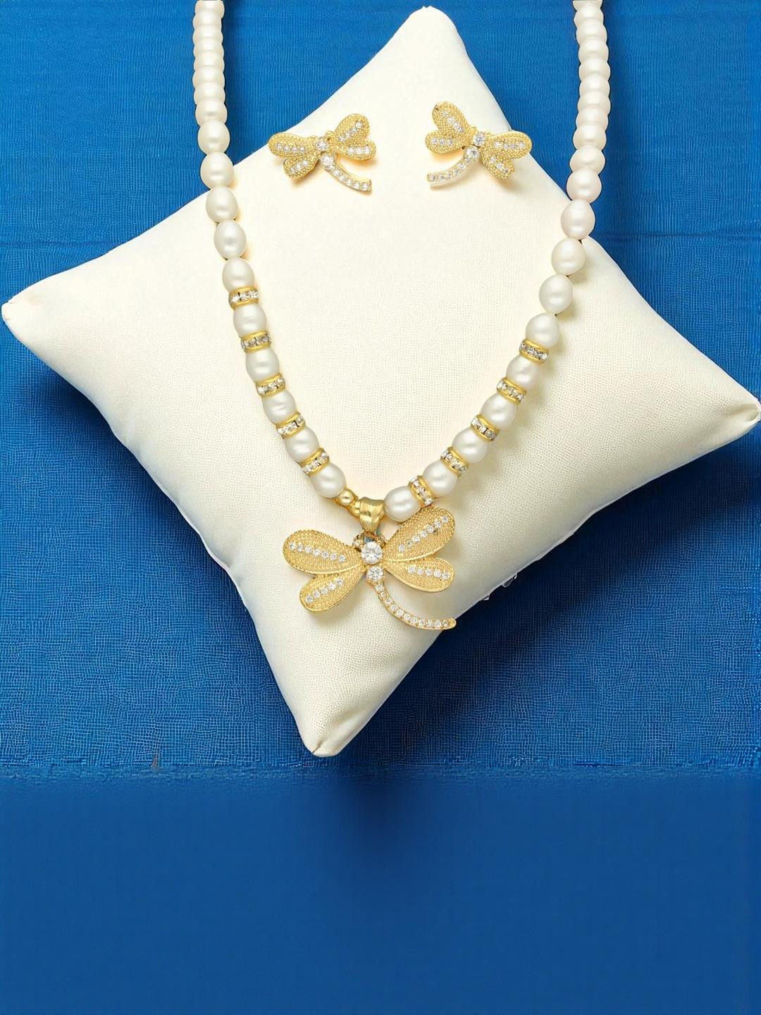 Sri Jagdamba Pearls Gleaming Tiara Pearl Necklace Set