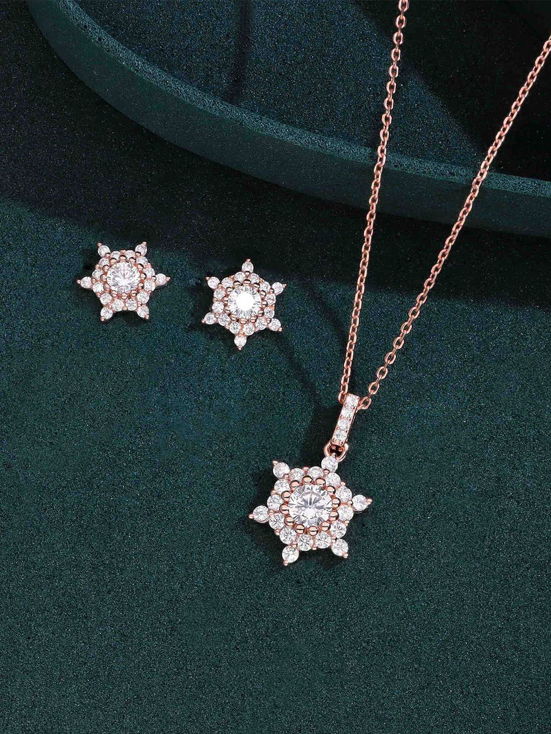 KAI JEWEL Women Rose Gold Necklace & Earrings Jewellery Set