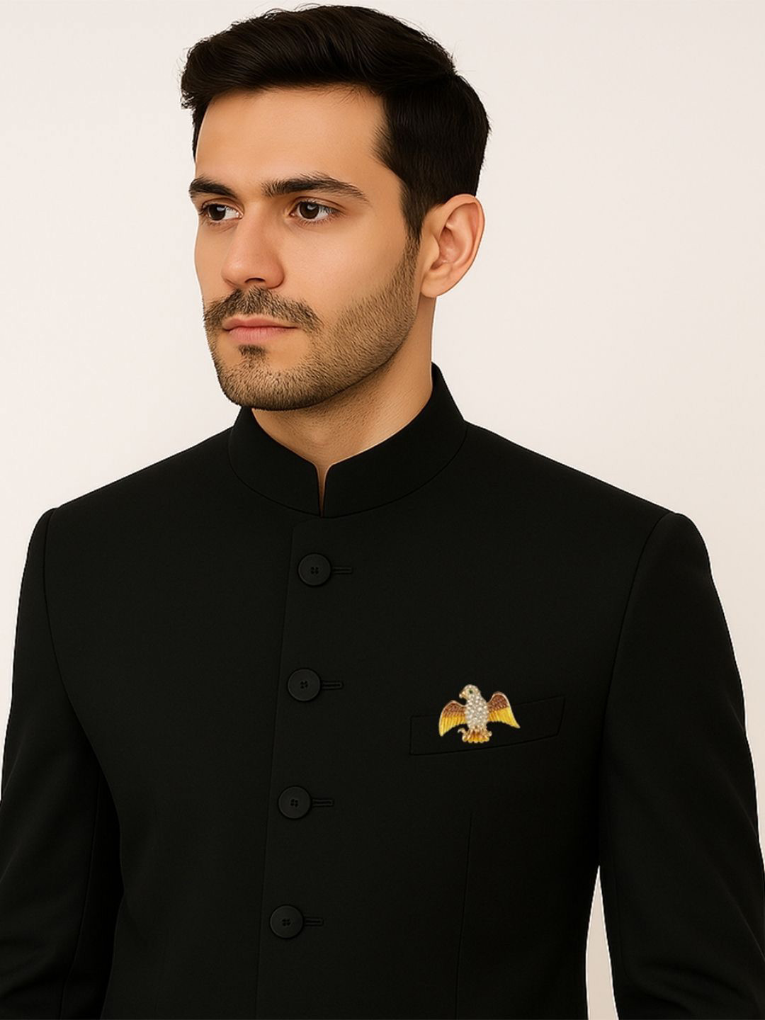 Leonardi Men Artificial Stones Studded Statement Eagle Brooch