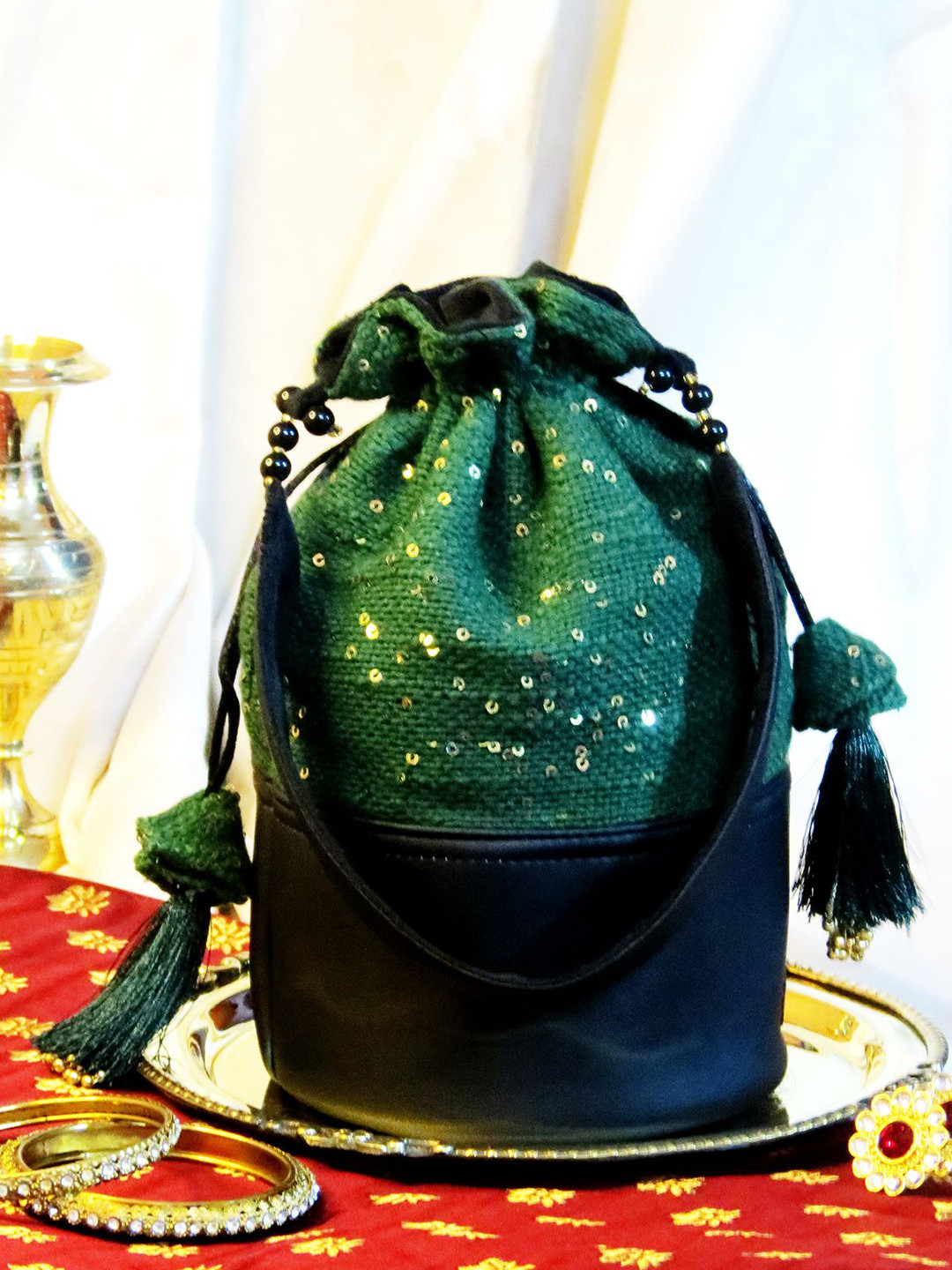 Mid July Home Women Embellished Bucket Tasselled Bucket Bag
