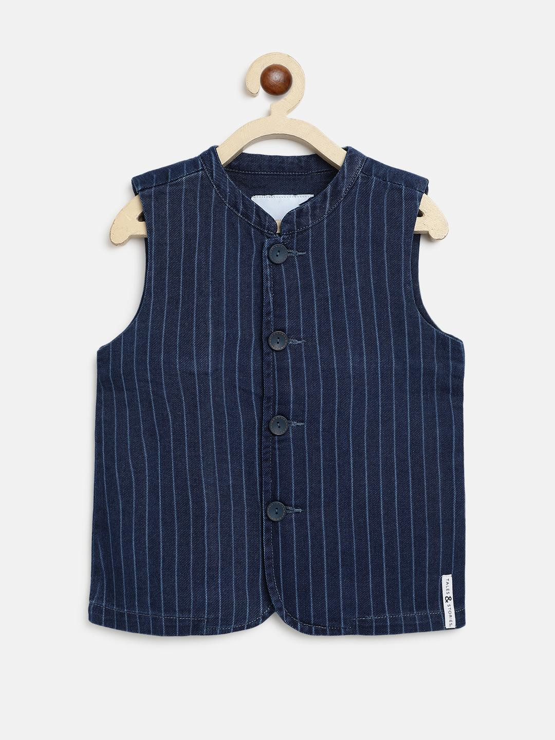 TALES & STORIES Boys Blue Striped Waistcoat