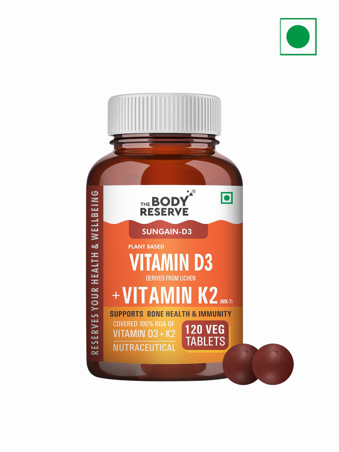 The Body Reserve Vitamin D3 K2 MK7 - 120 Tablets