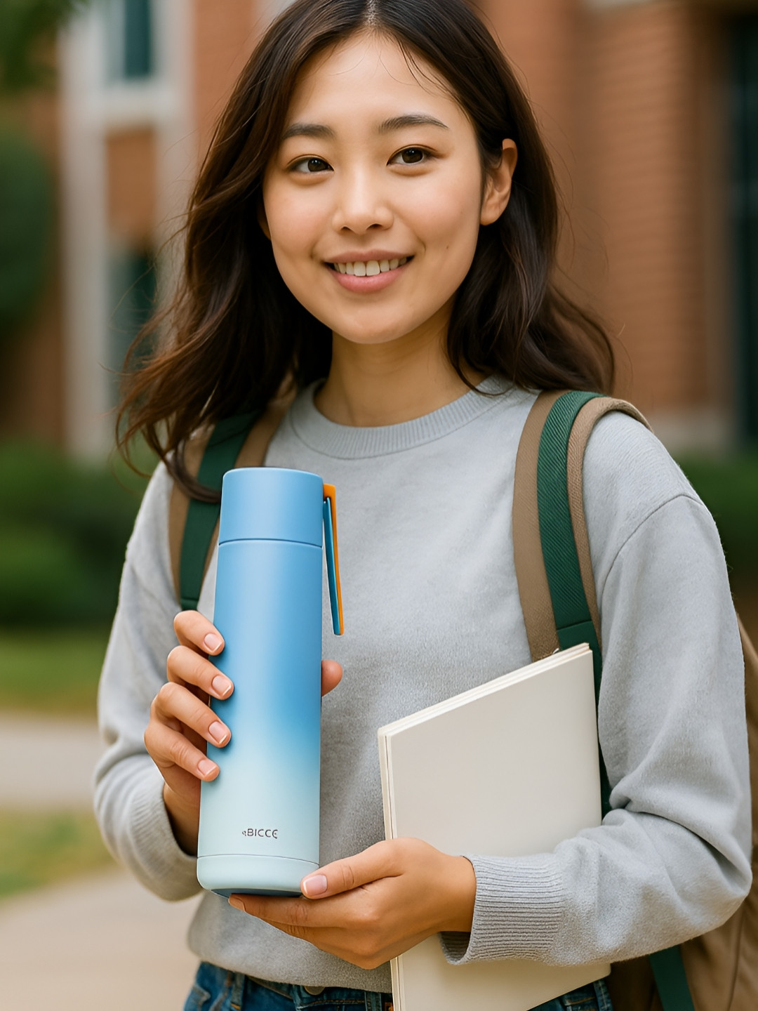 iSWEVEN Blue Stainless Steel BPA Free Double Wall Vacuum Thermos Flask Water Bottle-500 ml