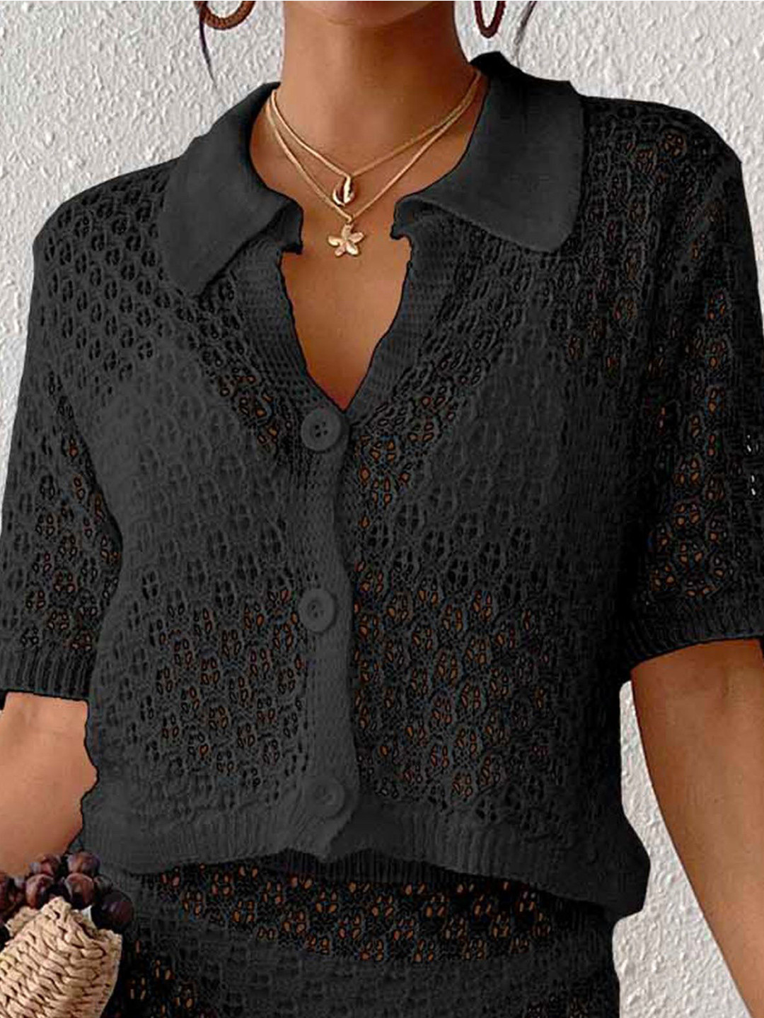 bebe Women Self Design Cardigan Shirt