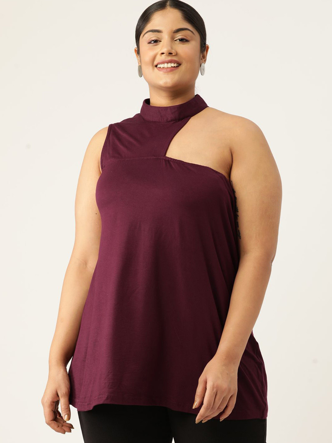 theRebelinme Plus Size One Shoulder Longline Top
