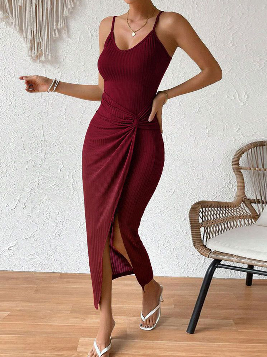 Outzidr Waist Twisted Maxi Dress