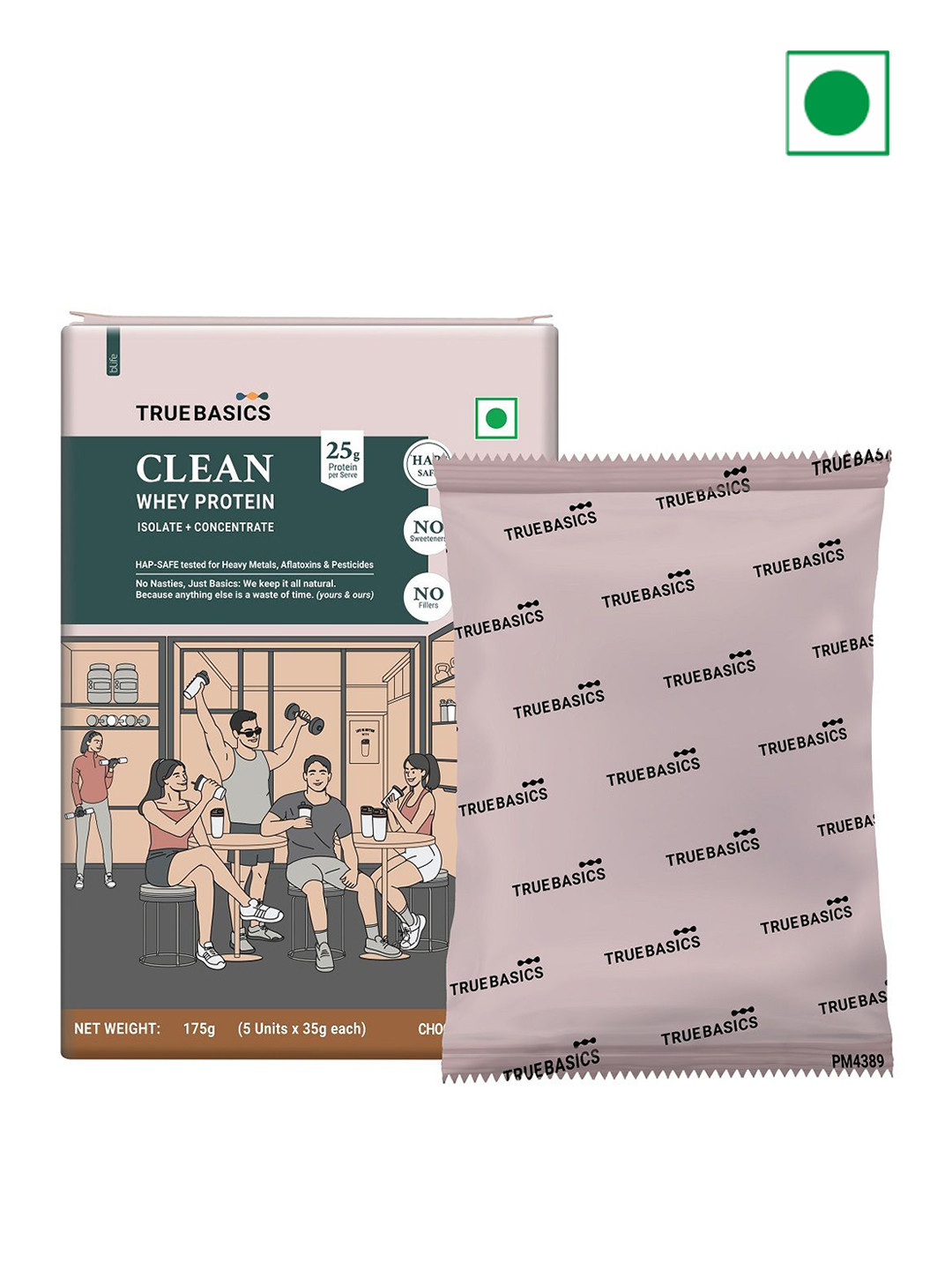 TrueBasics 5-Pcs Clean Whey Protein Powder Isolate & Concentrate Blend- 35 g Each