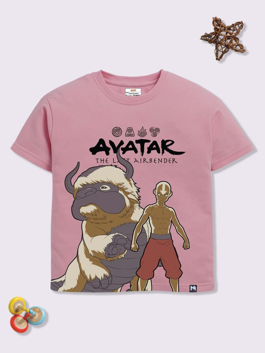 YK X Minute Mirth Boys Avatar Printed Drop-Shoulder Sleeves Pure Cotton T-shirt