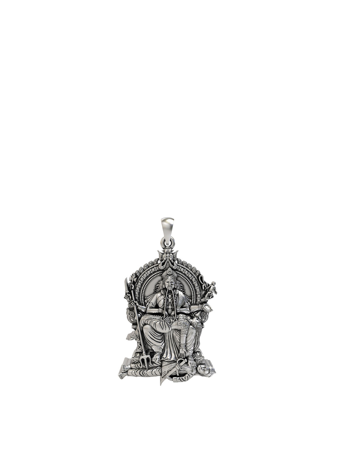 Exotic India Unisex Sterling Silver Periyachi Amman Pendant