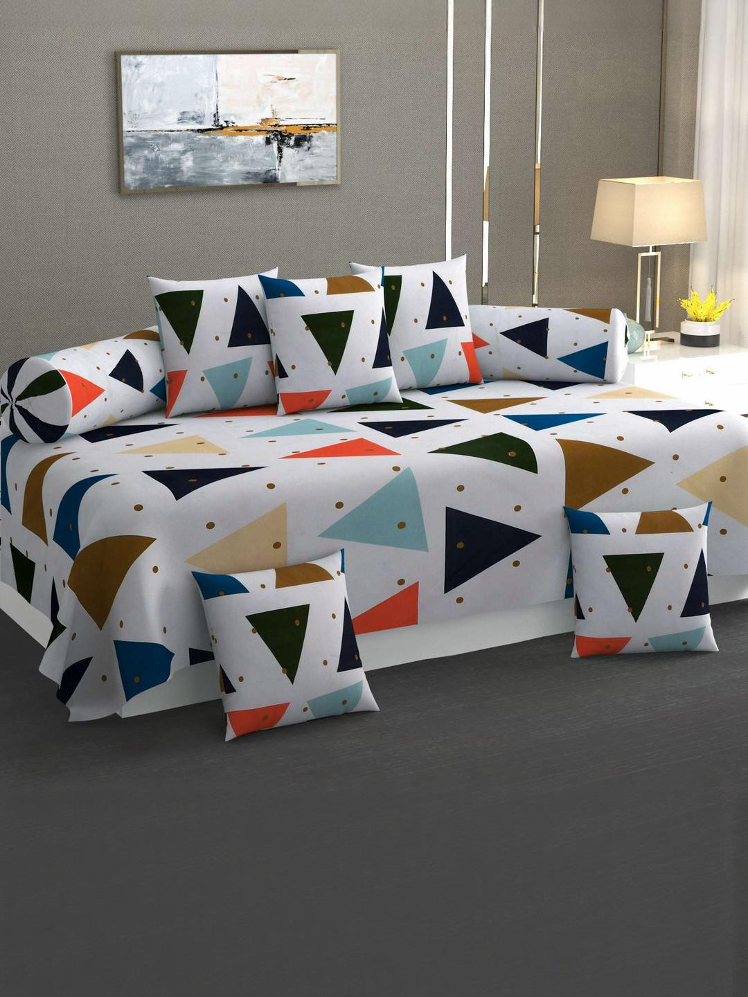 HIYANSHI HOME FURNISHIN  Cotton 8-Piece Bedsheets Bolster and Cushion Cover Set