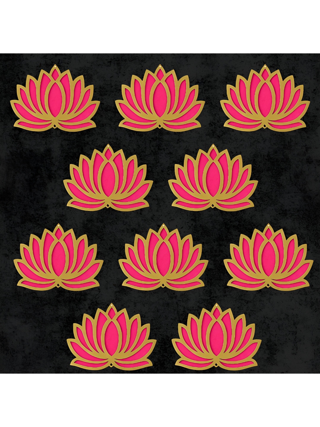 Panchhi Store Pink Set Of 10 Lotus Wall Hangings
