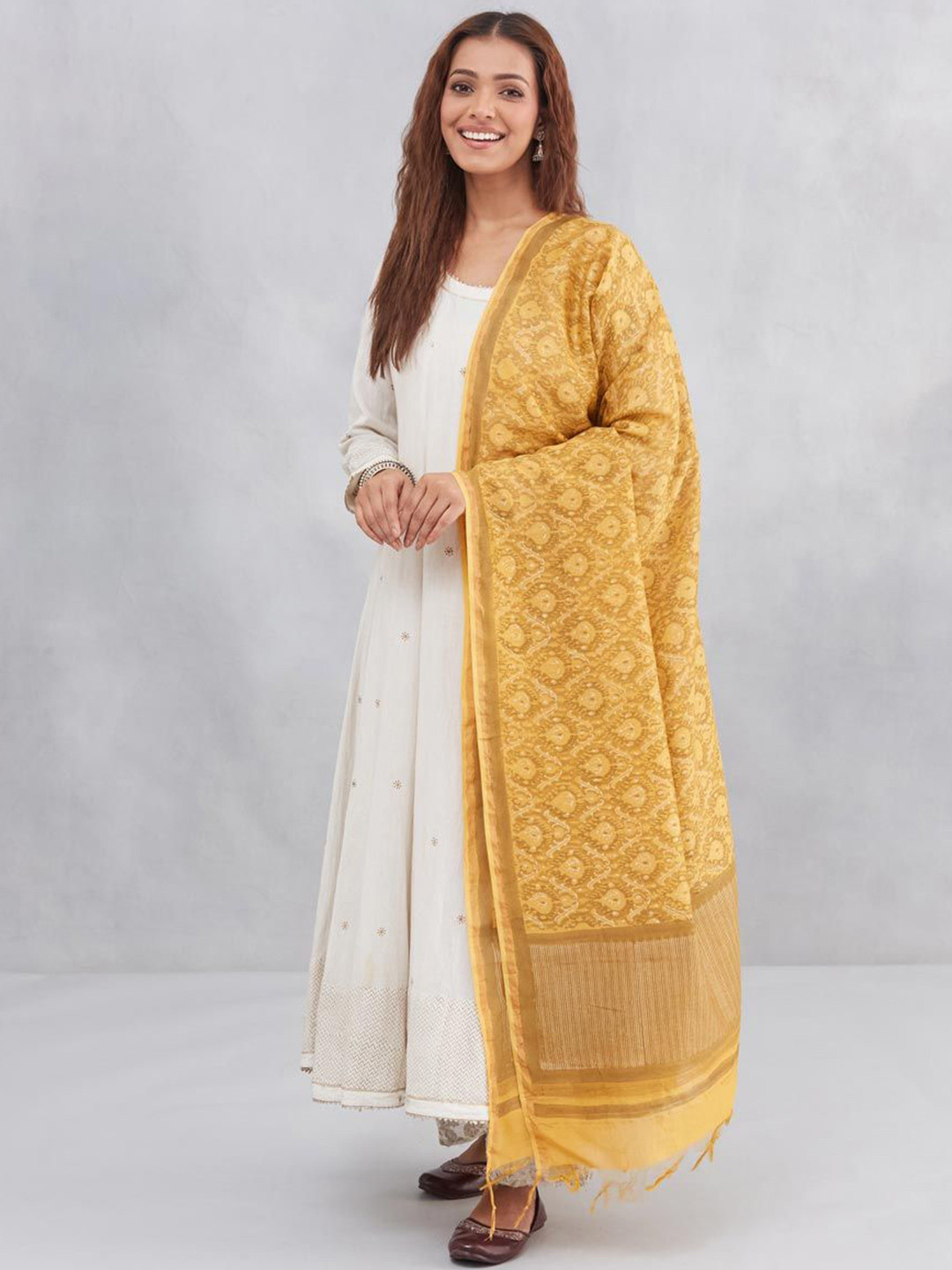 Fabindia Ethnic Motifs Printed Cotton Silk Dupatta