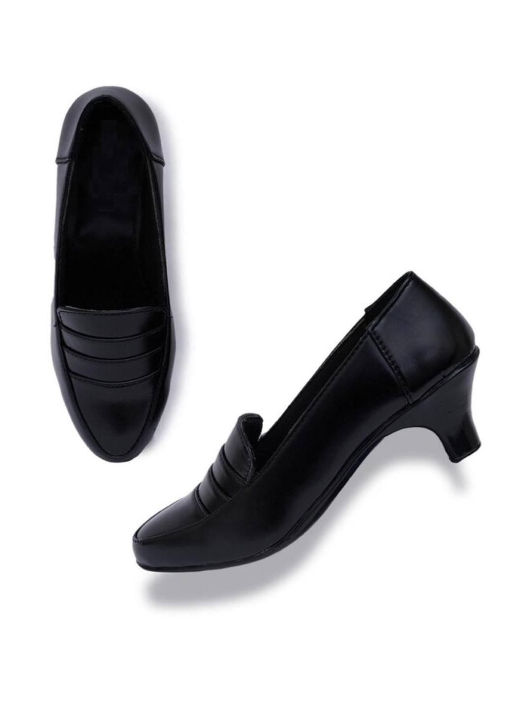 Banuchi Women Solid Black Heeled Shoes