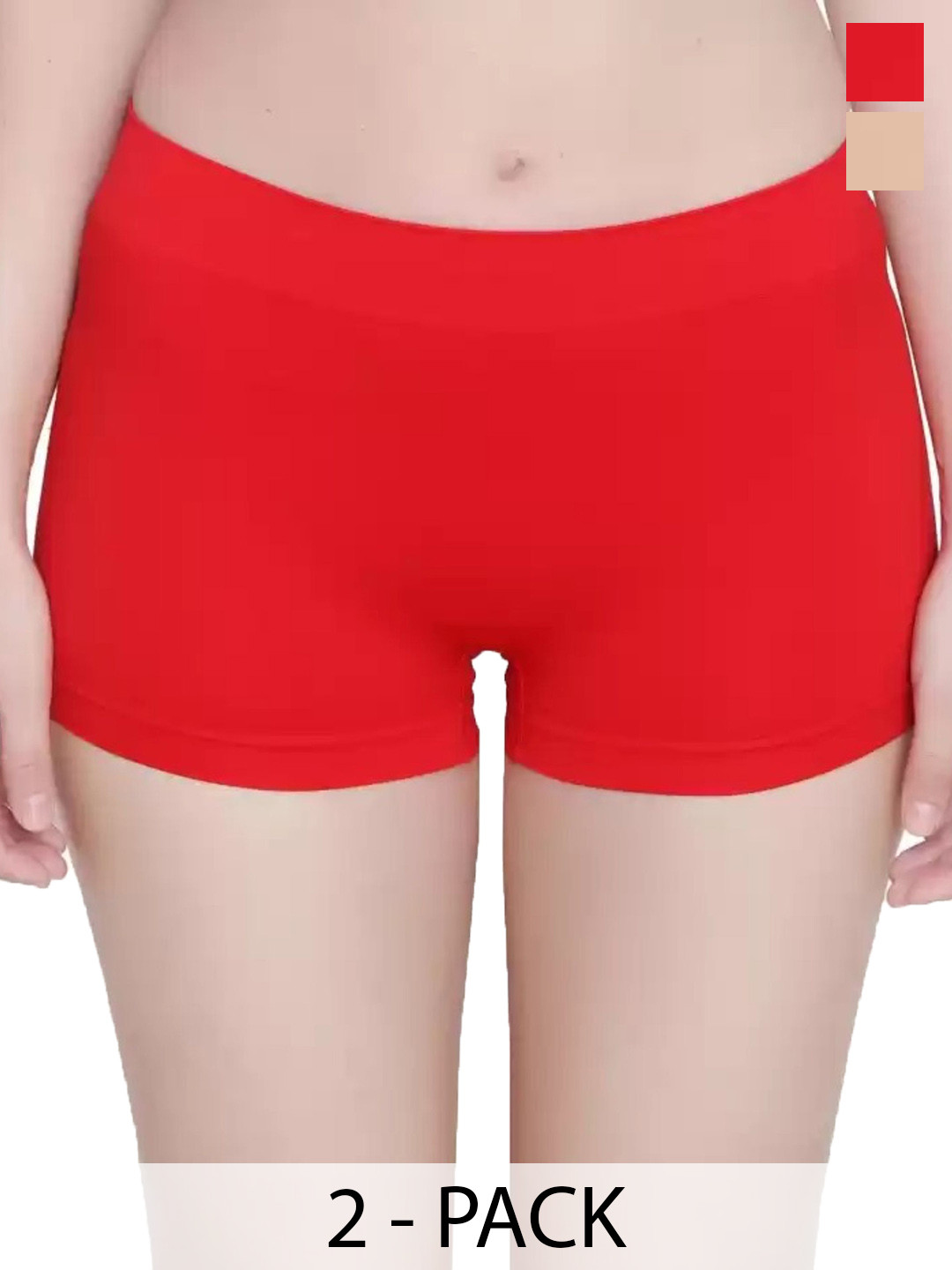 DHANDAI FASHION Pack of 2 Mid-Rise Boys Shorts Briefs Boy Short Full P(Mo-2+CB-2)RedSkn