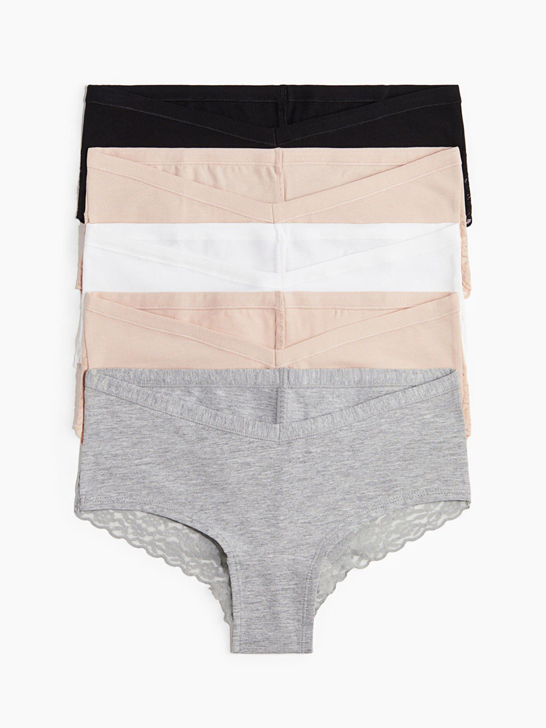 H&M MAMA 5-Pack Lace-Trimmed Cotton Hipster Briefs