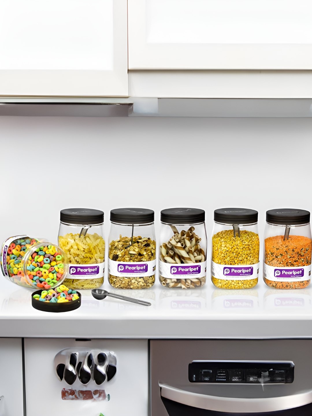 Pearlpet  pack of 6 Black 2025 Plastic Easy to Clean Core Container