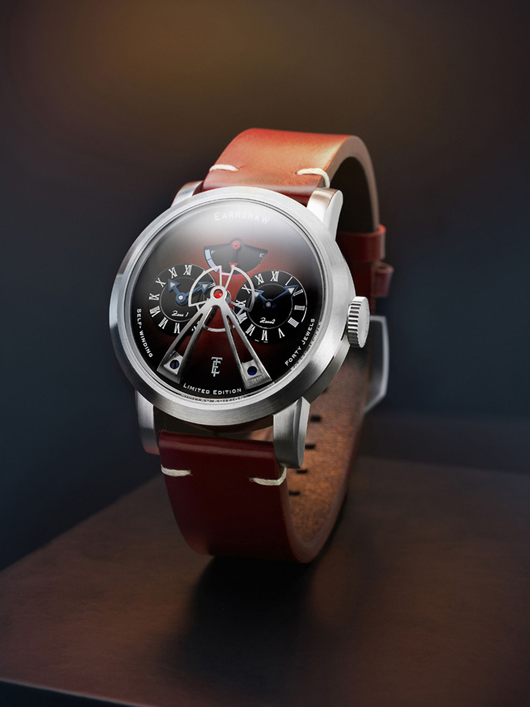 EARNSHAW Men Leather Straps Analogue Automatic Motion Powered Watch ES-8306-02