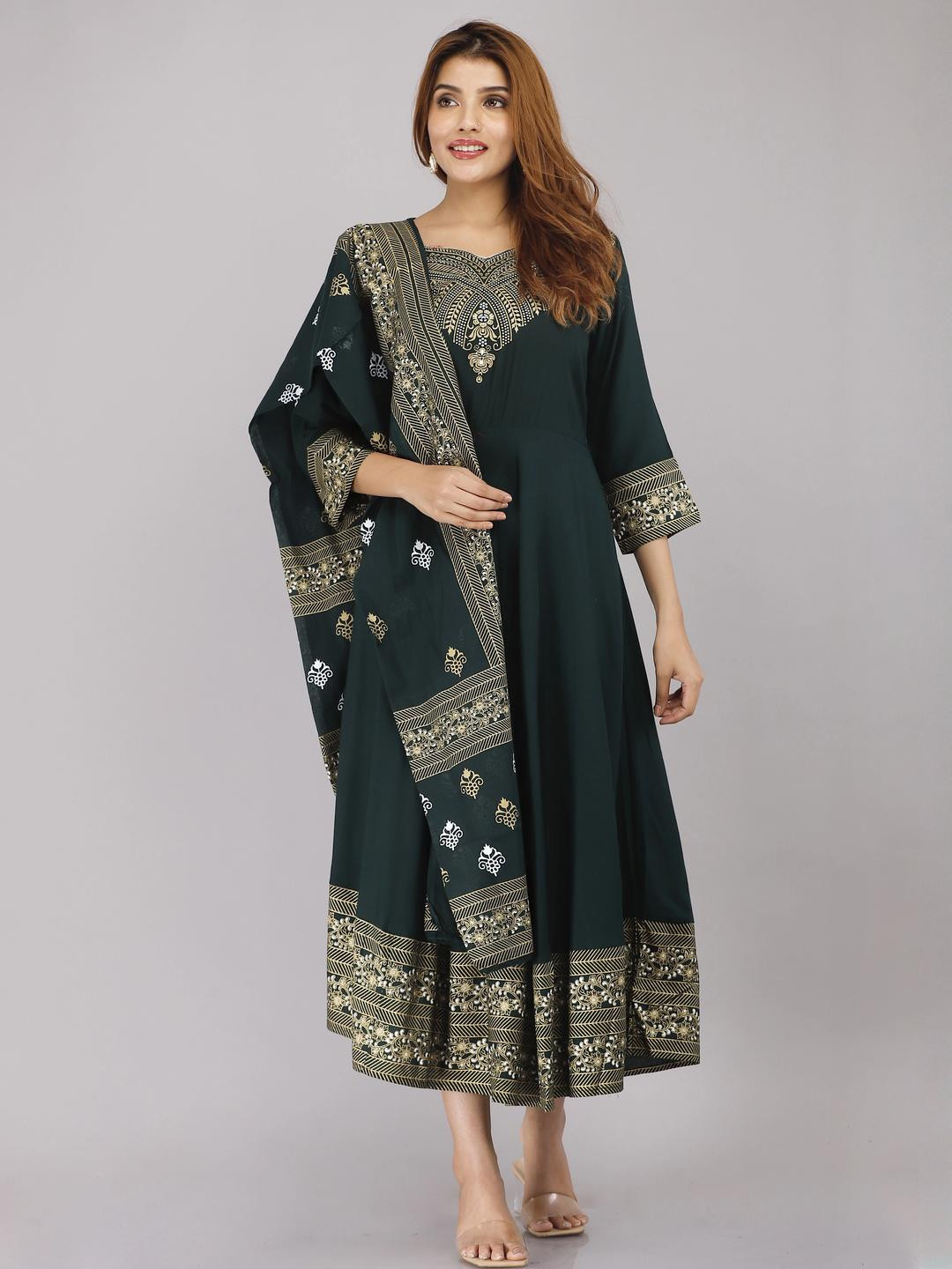 BABA KURTI Women Green Kurtas