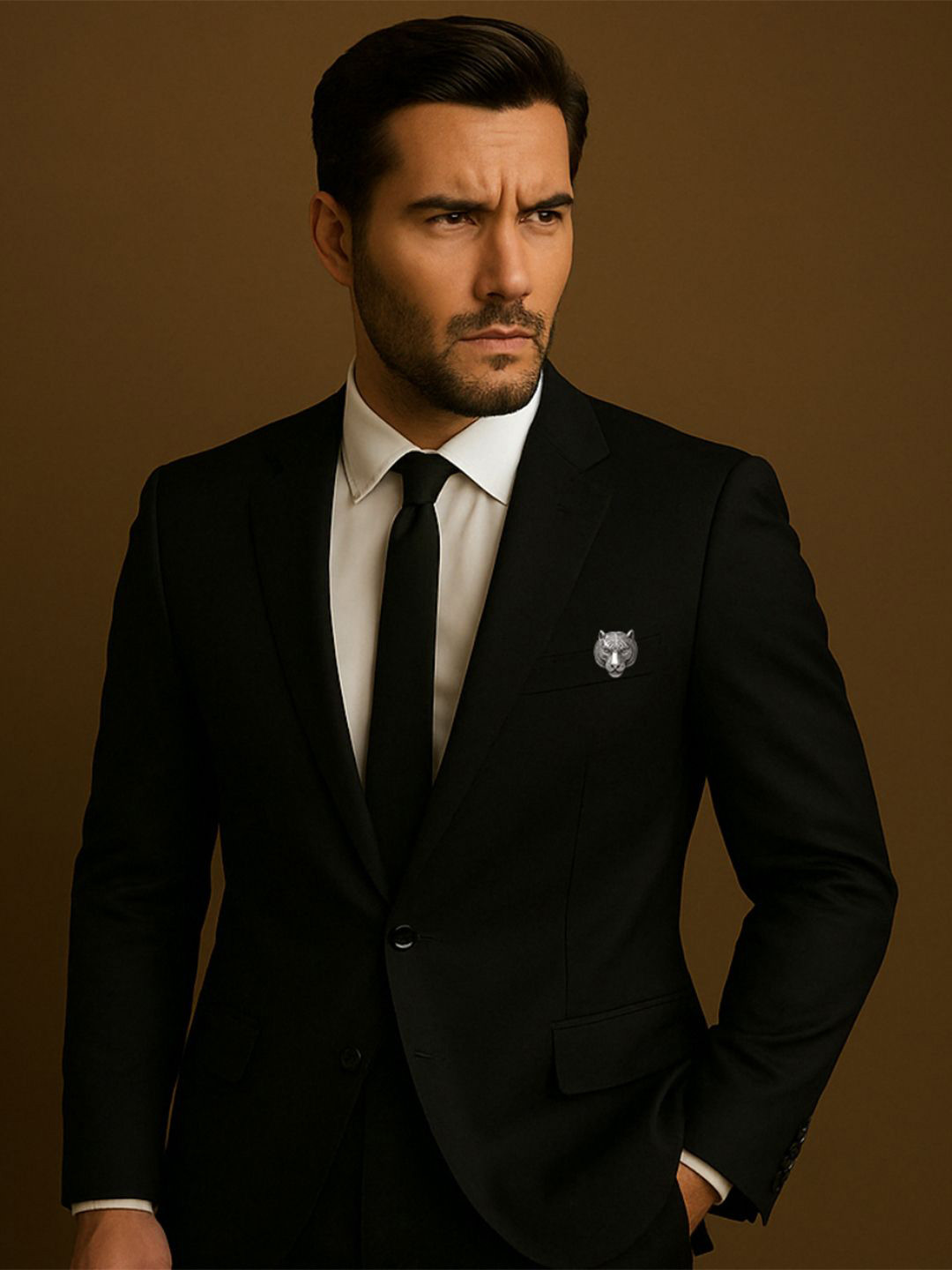 Leonardi Mens Tiger Head Statement Brooch