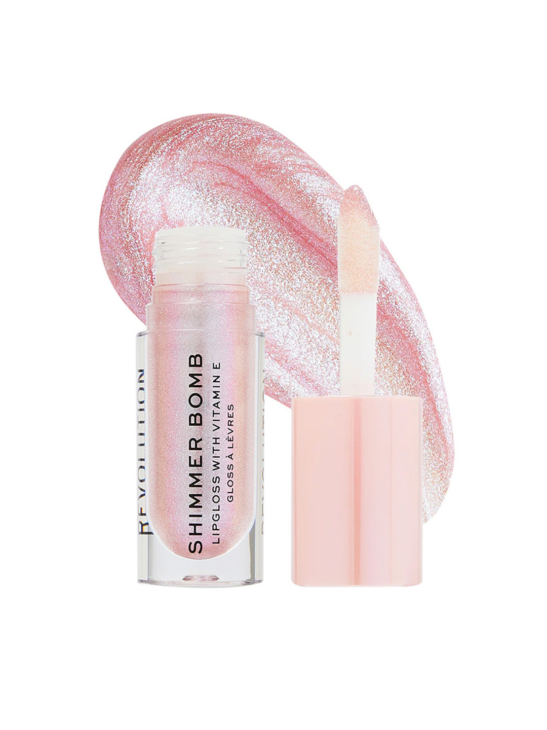 Makeup Revolution London Shimmer Bomb Lip Gloss with Vitamin E 4.5 ml -  Sparkle Pink