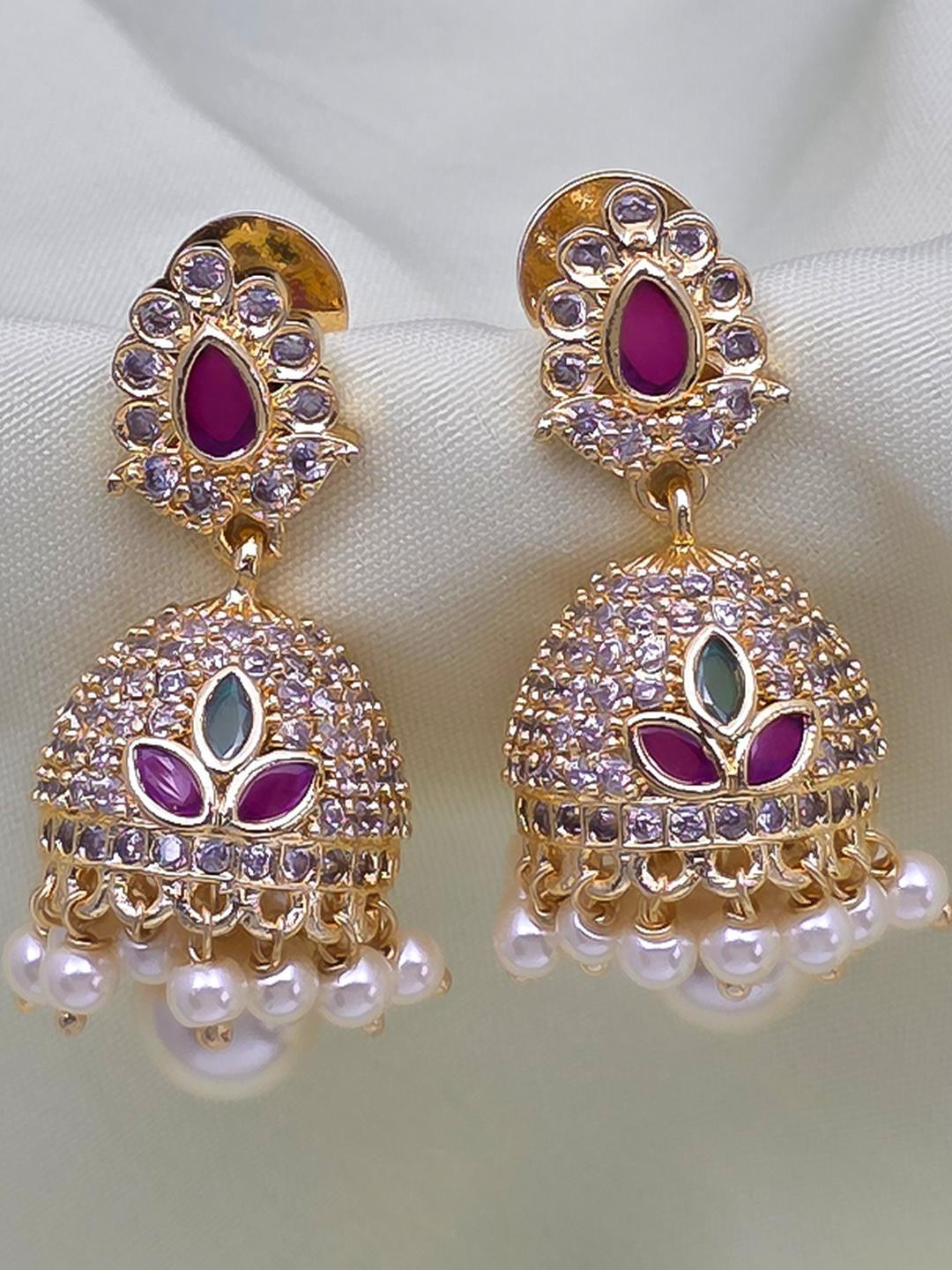 Talish Gold-Plated AD Jhumka Earrings