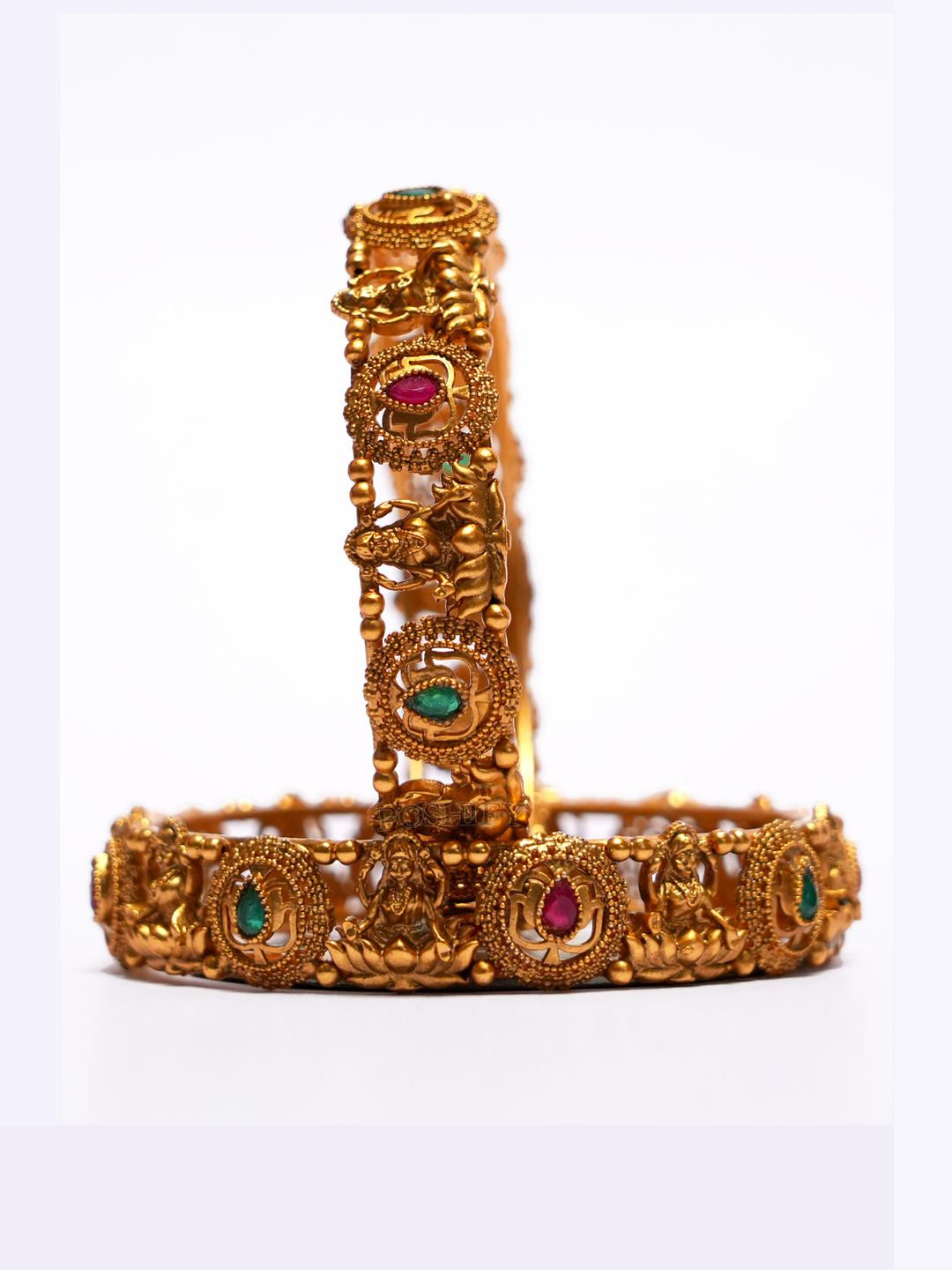 Luxury Gold Plated Goddess Laxmi Design  Pure Brass Bangles 1476-1533 Stylish Traditional Bangle