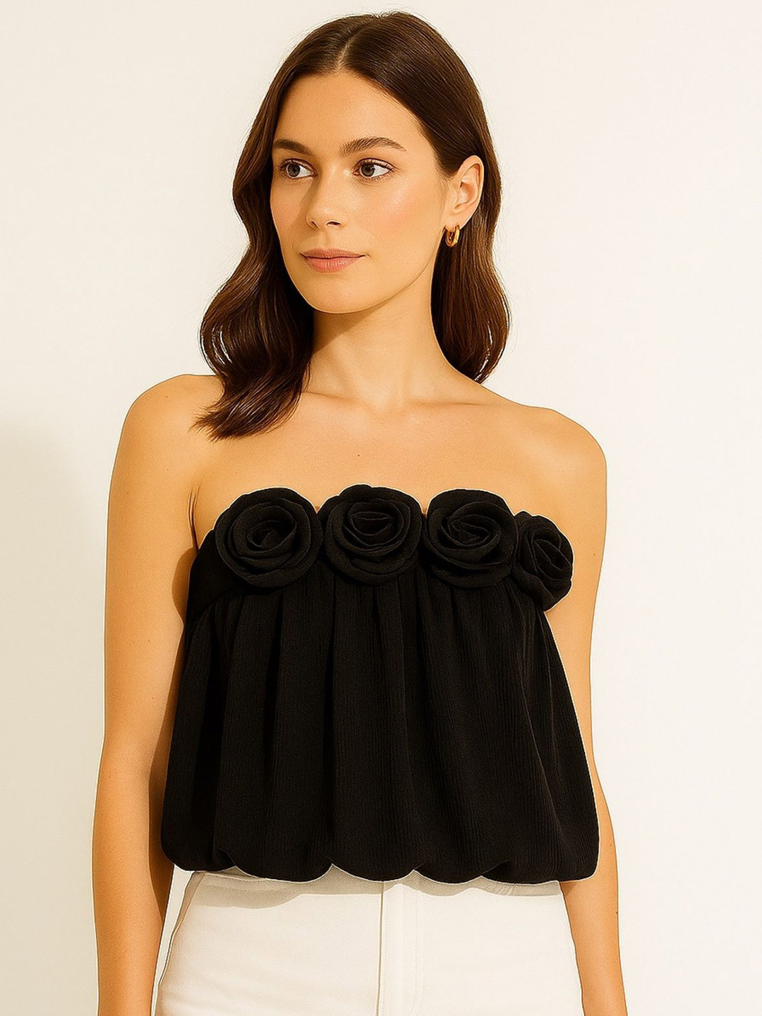 Heart Up My Sleeves Women Off-Shoulder Chiffon Top