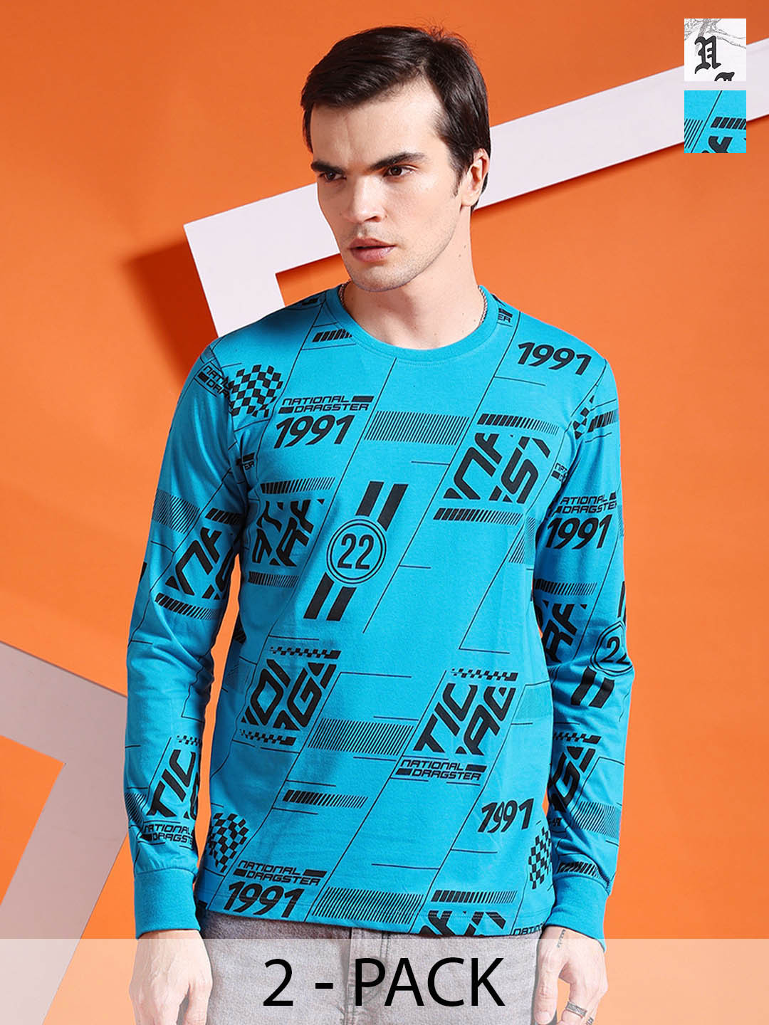 The Indian Garage Co Pack of 2 Graphic Printed T-shirts