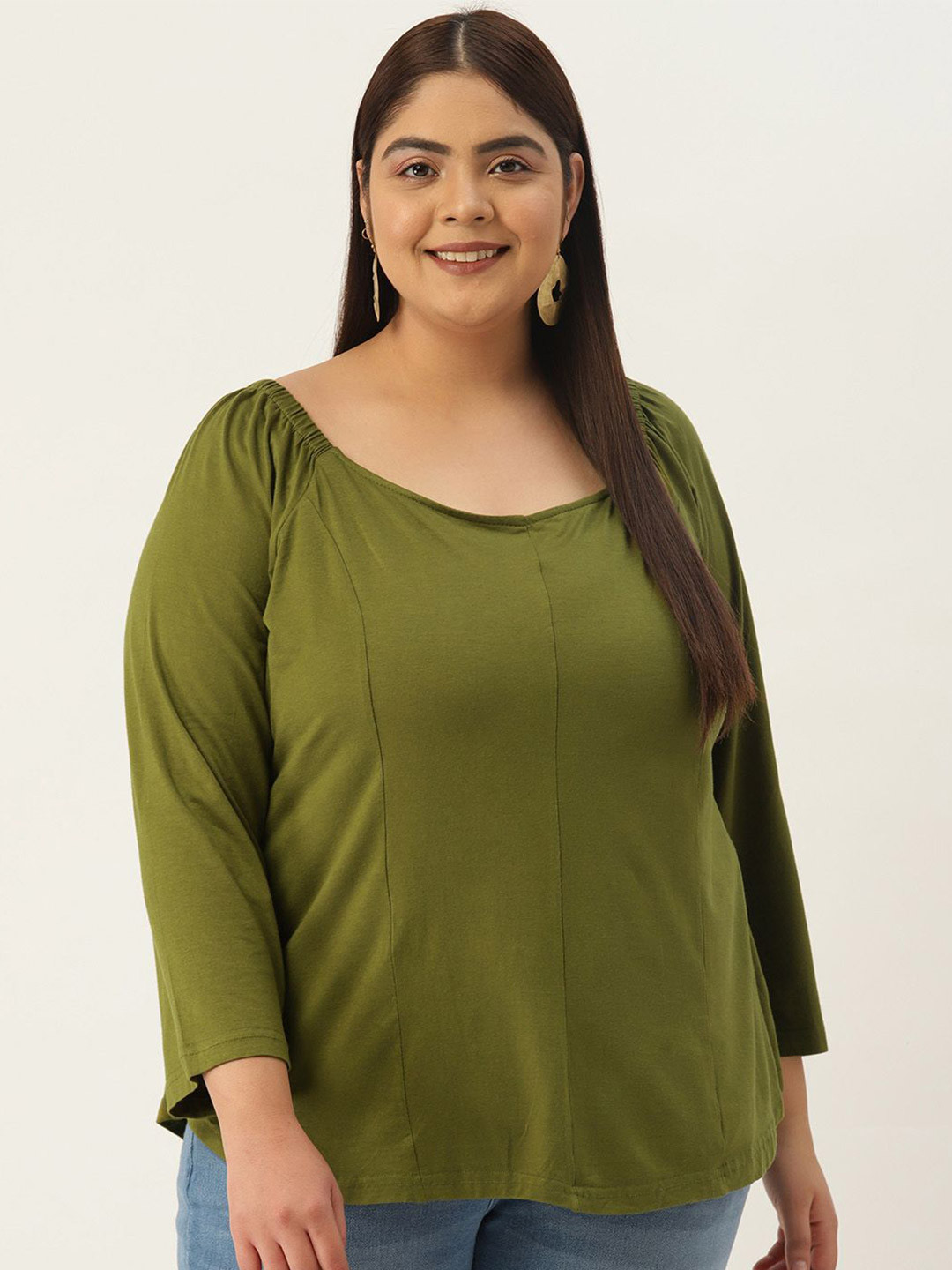 theRebelinme Women Plus SizeScoop Neck Top